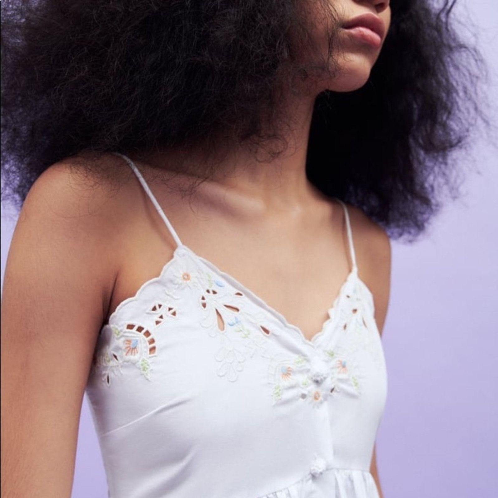 Zara ZARA BLOGGER FAVORITE EMBROIDERED POPLIN DRESS WHITE Size XS / US 0-2 / IT 36-38 - 7 Thumbnail
