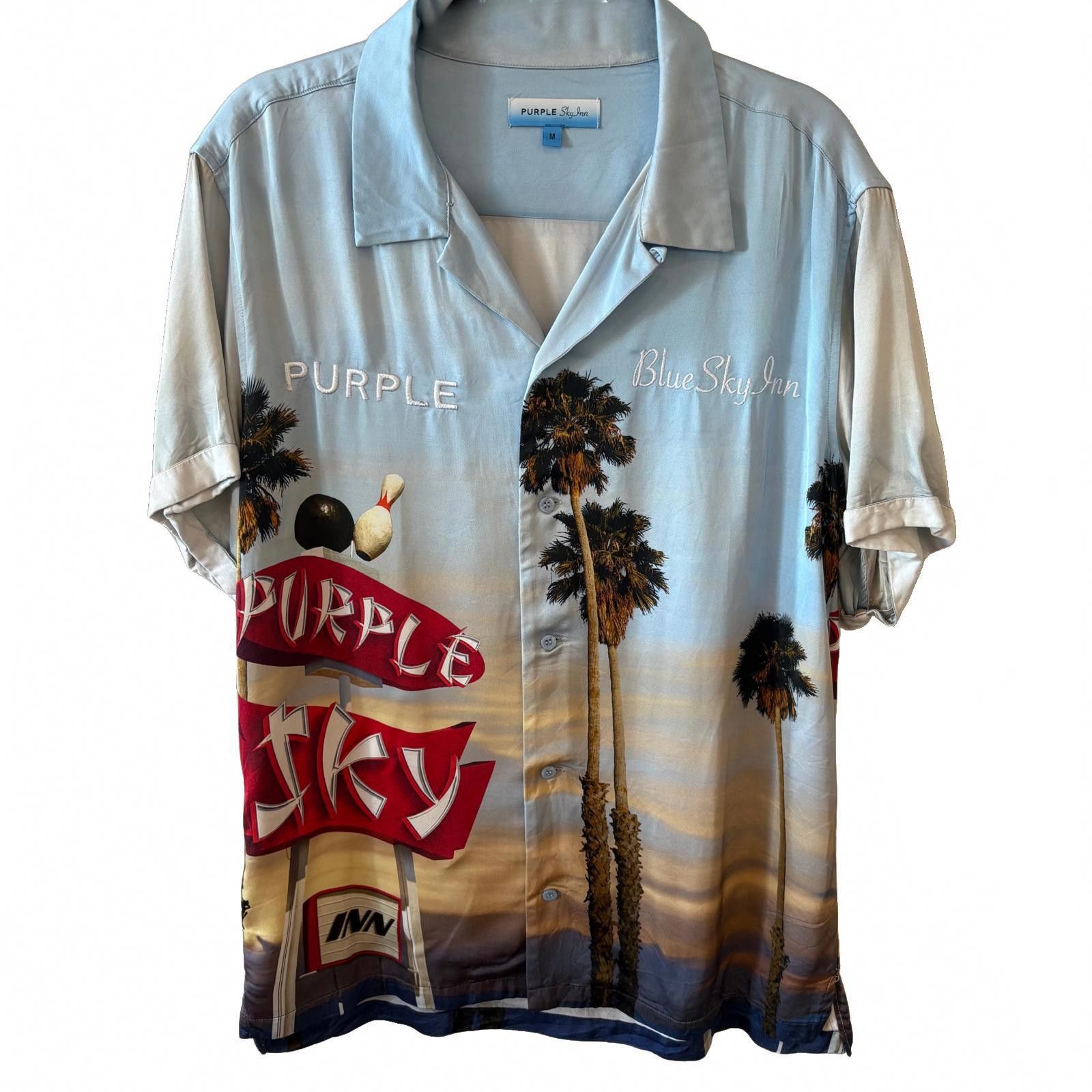 Purple Brand x Blue Sky Inn Printed Camp Button Down Shirt