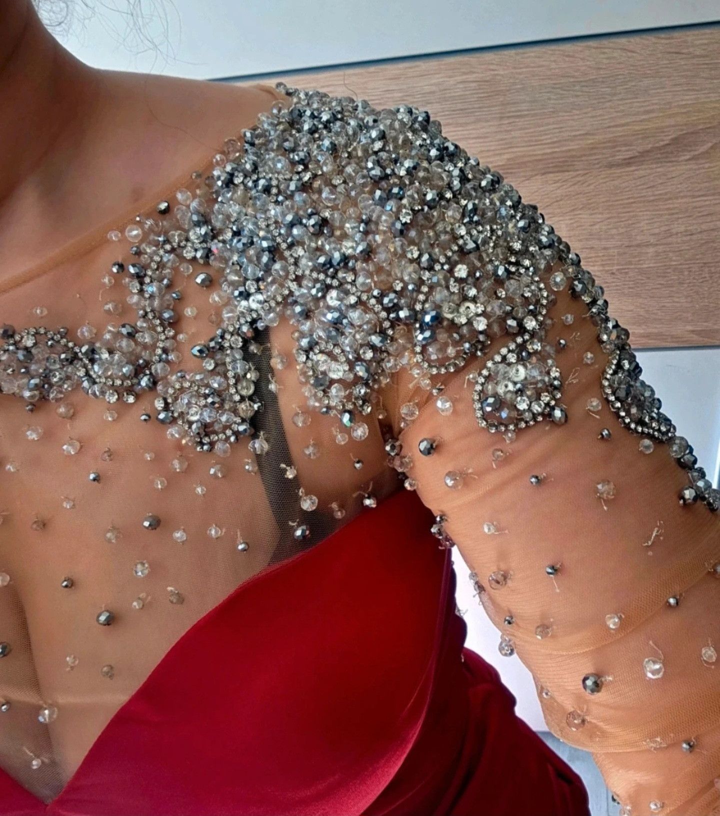 Other Tarik Ediz - Luxurious long red ball gown with crystals Size S / US 4 / IT 40 - 2 Thumbnail