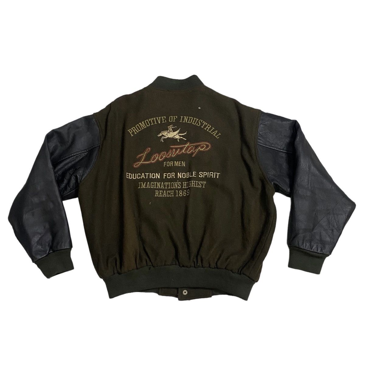 Vintage Vintage 80s loosutap varsity sleeve leather jacket Size US L / EU 52-54 / 3 - 12 Thumbnail