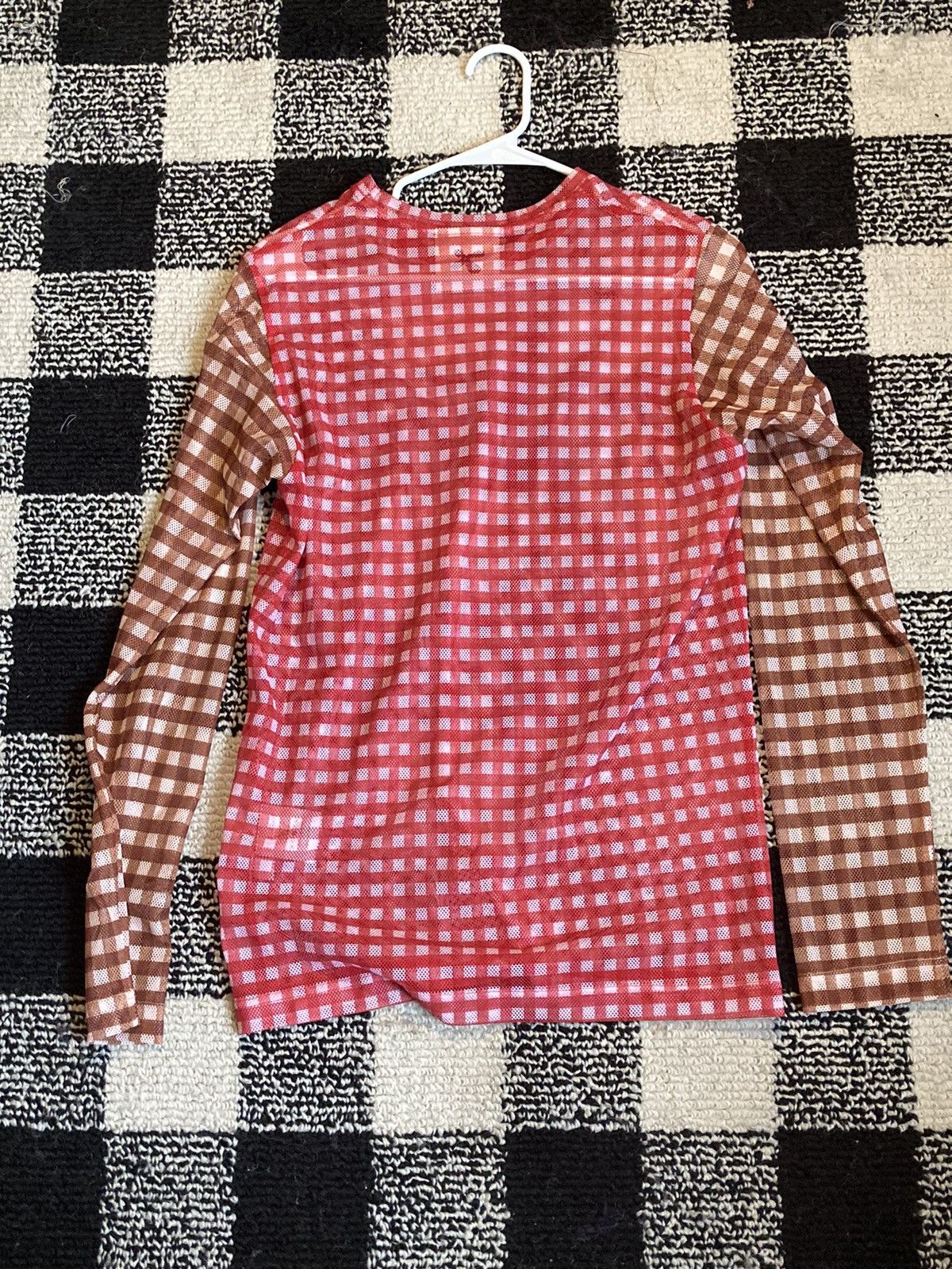 Molly Goddard Menswear Molly Goddard Red & Brown Mesh Andrew Gingham Size US M / EU 48-50 / 2 - 3 Thumbnail
