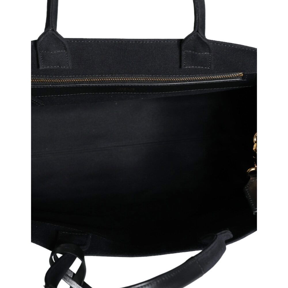 Versace Versace Black Top Handle Canvas Leather Logo Crossbody Tote Size ONE SIZE - 8 Thumbnail