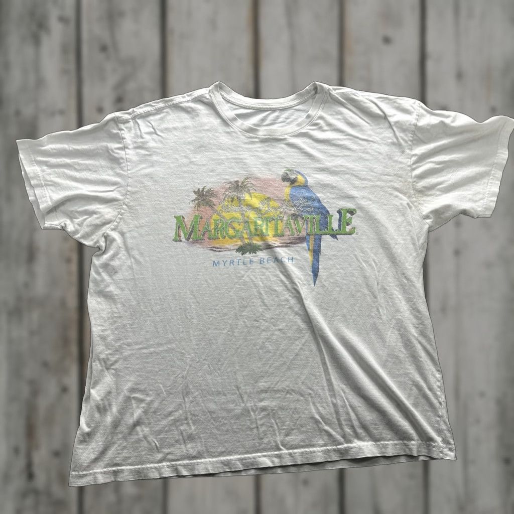 Vintage Margaritaville Shirt Mens XL White Parrot Graphic Tee Myrtle Beach Tee Shirt Graphic Print Crew Neck Short Sleeve Size US XXL / EU 58 / 5 - 1 Thumbnail