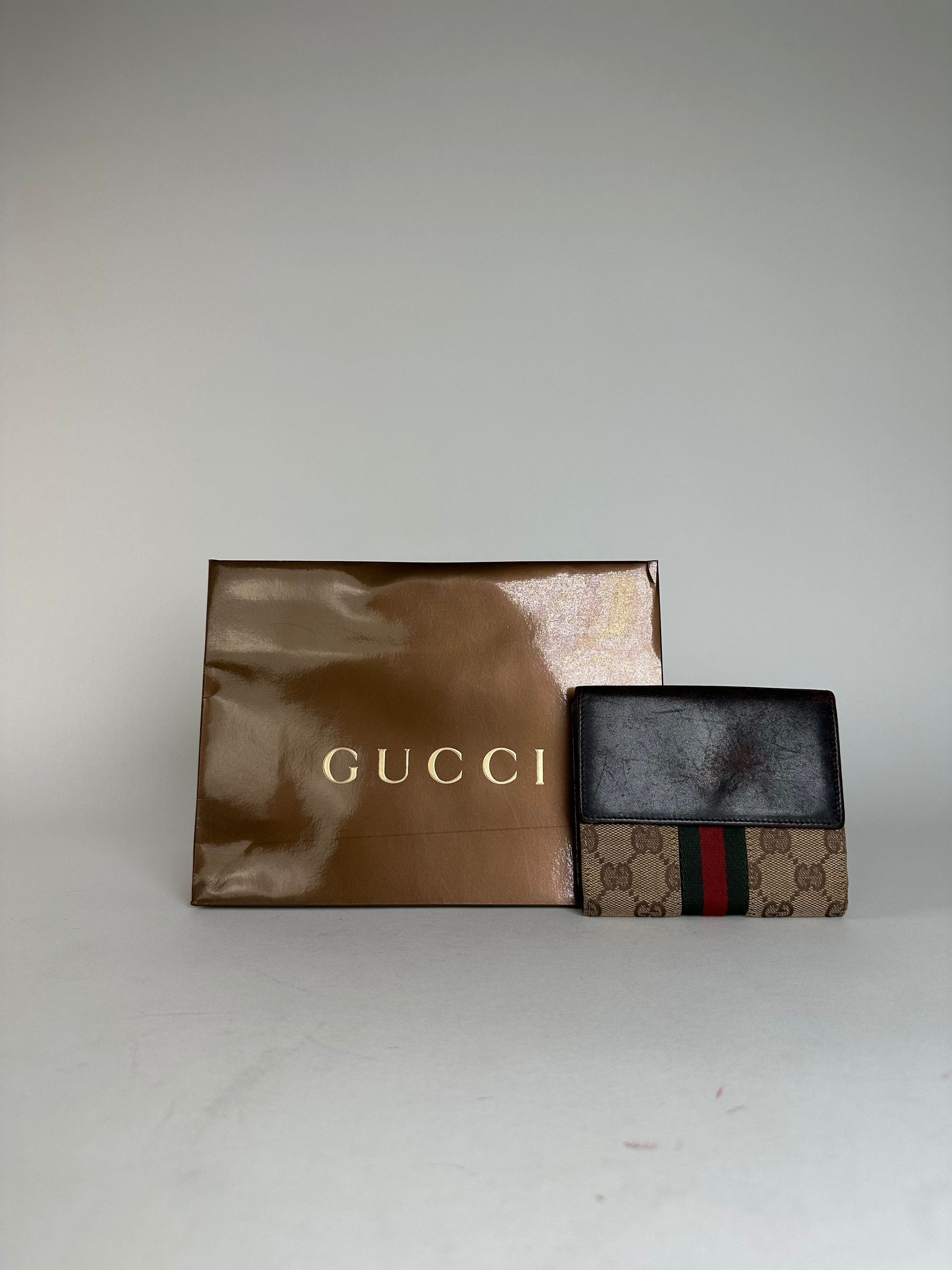 Gucci Vintage Monogram Leather Canvas Wallet Beige Brown Size ONE SIZE - 1 Thumbnail