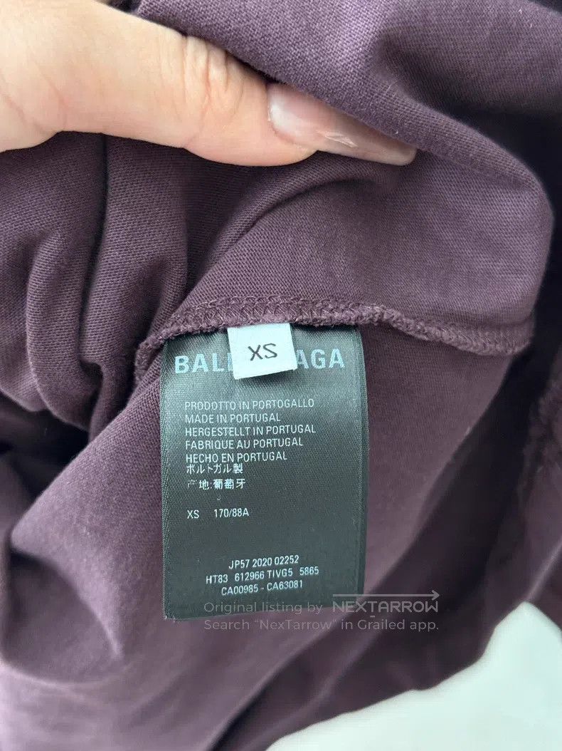 Balenciaga Balenciaga Wine Red Front and Back Letter Printed Short Sl Size US XS / EU 42 / 0 - 6 Thumbnail