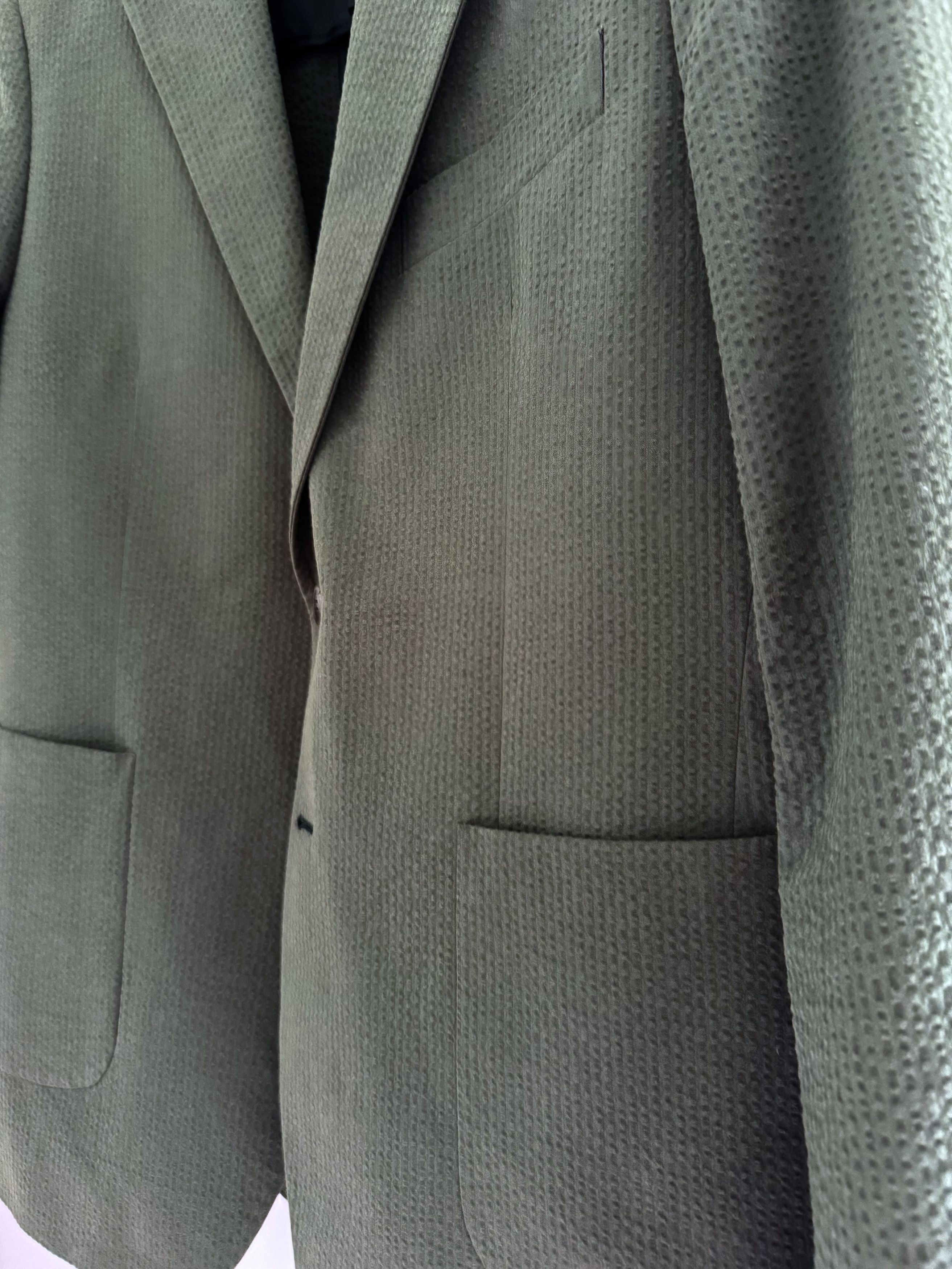 A Kind Of Guise Unstructured Blazer (Olive Seersucker) Size 50R - 3 Thumbnail