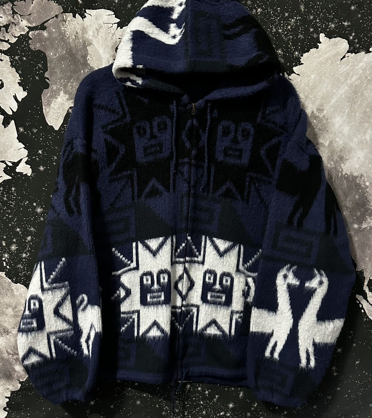 Other Aztec Indigenous Alpaca Knit Zip Hoodie Size US L / EU 52-54 / 3 - 1 Thumbnail