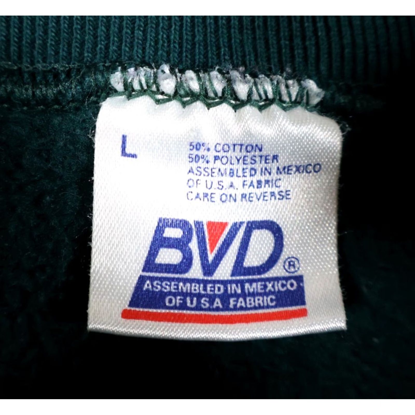 Vintage VINTAGE BVD Sweatshirt Men Large Green Solid Crewneck 50/50 VTG Crew Neck Pullover Shirt Size US L / EU 52-54 / 3 - 3 Thumbnail