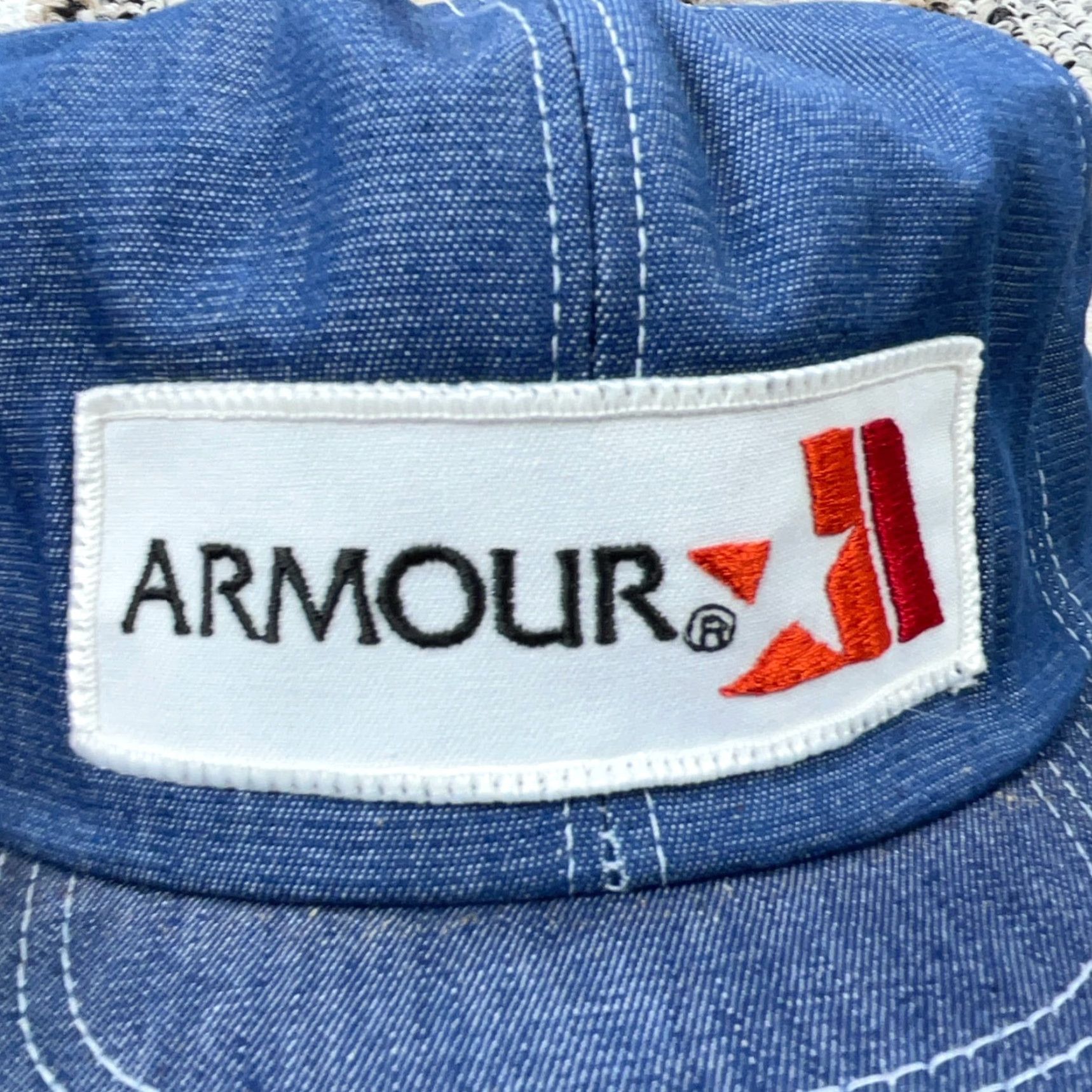 J Brand VINTAGE K-BRAND Trucker Hat Cap Snap Back Denim USA Patch 80s 90s Classic Retro Adjustable Mens One Size Blue Denim Hat Size US 35 - 2 Thumbnail