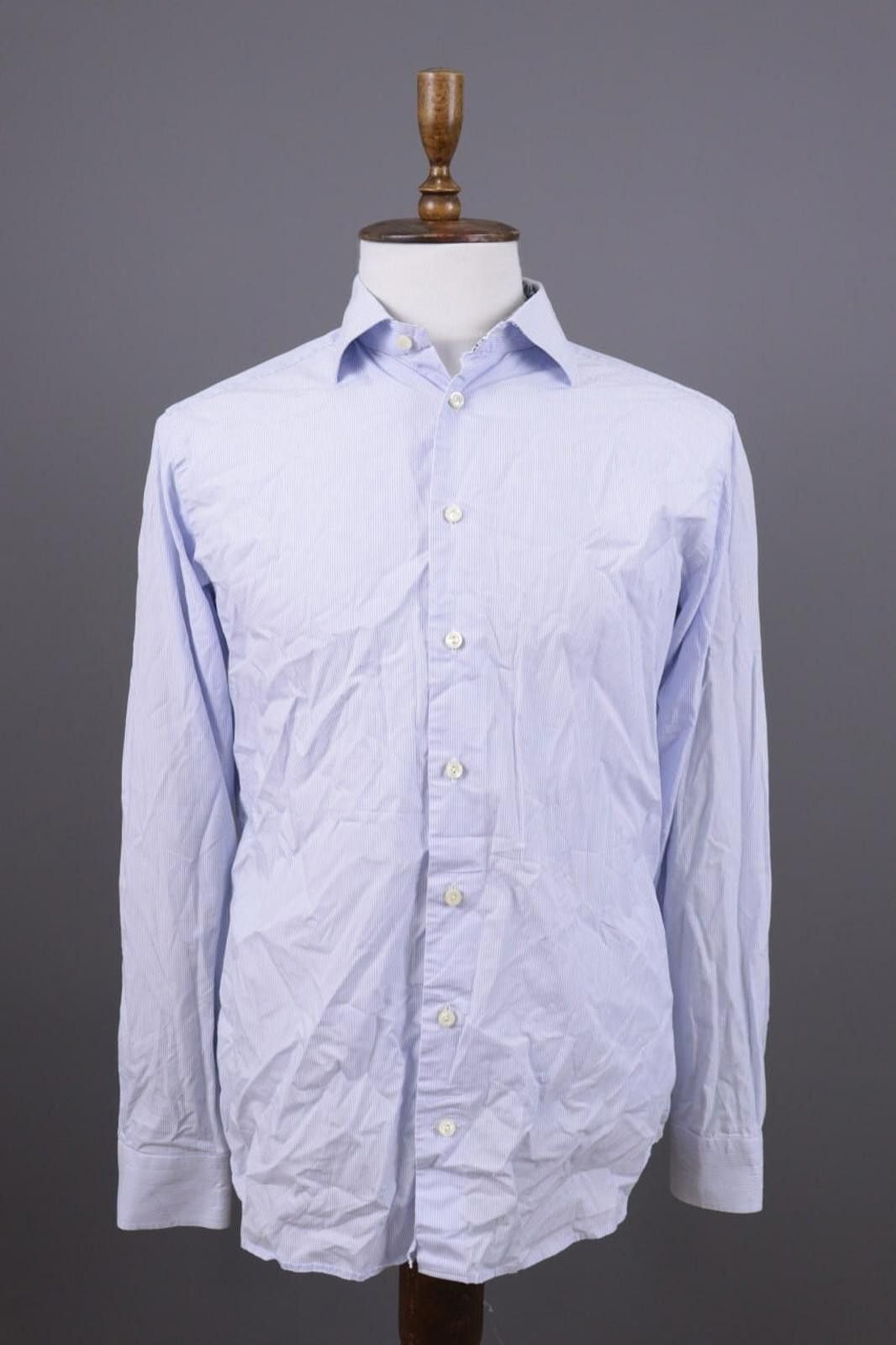 Eton Eton Slim Blue Pinstripe Floral Shirt Size 41 / 16 Size US M / EU 48-50 / 2 - 1 Thumbnail