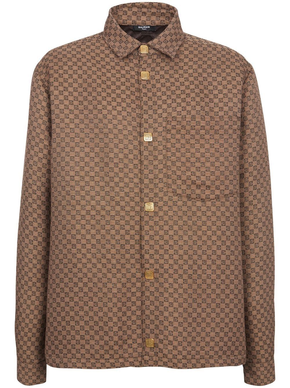 o1s1wg111025 PB Monogram Shirt Jacket in Camel Brown