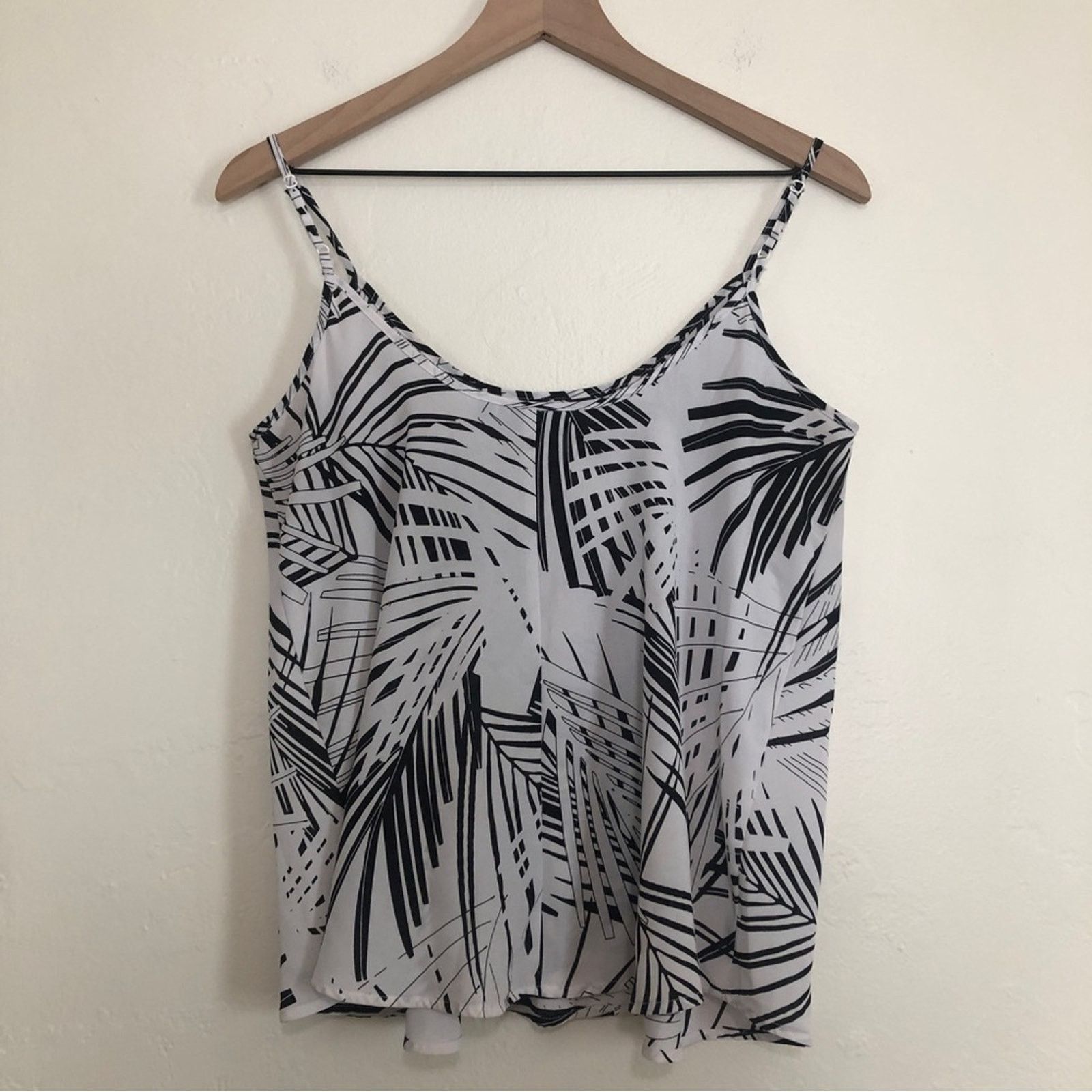 Apt. 9 Apt 9 Black White Tropical Leaf Print Tank Blouse Top Size S / US 4 / IT 40 - 7 Thumbnail