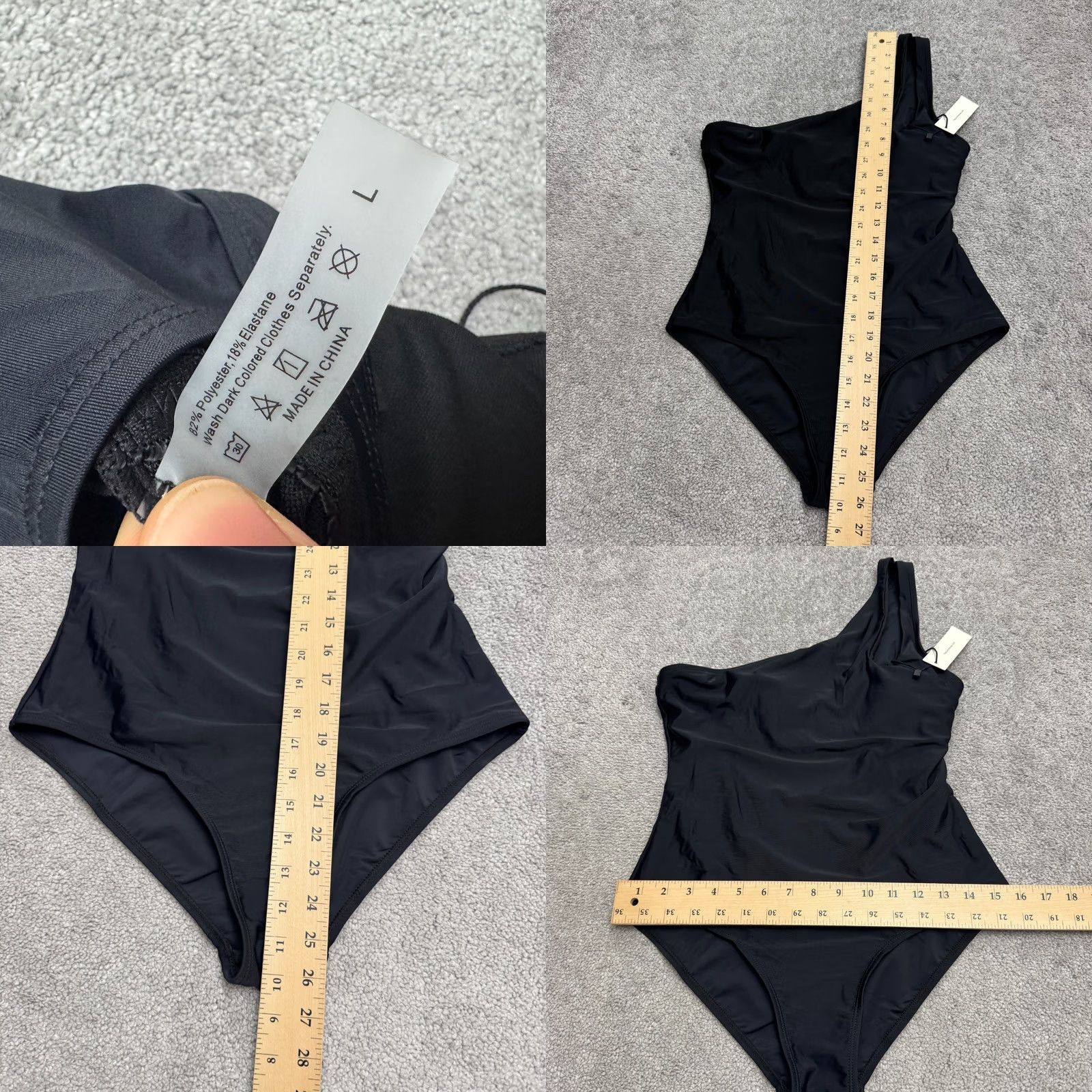 Vintage Commense One Shoulder Cut-Out Backless Swimwear One Piece Large Black Bodysuit Size L / US 10 / IT 46 - 8 Thumbnail