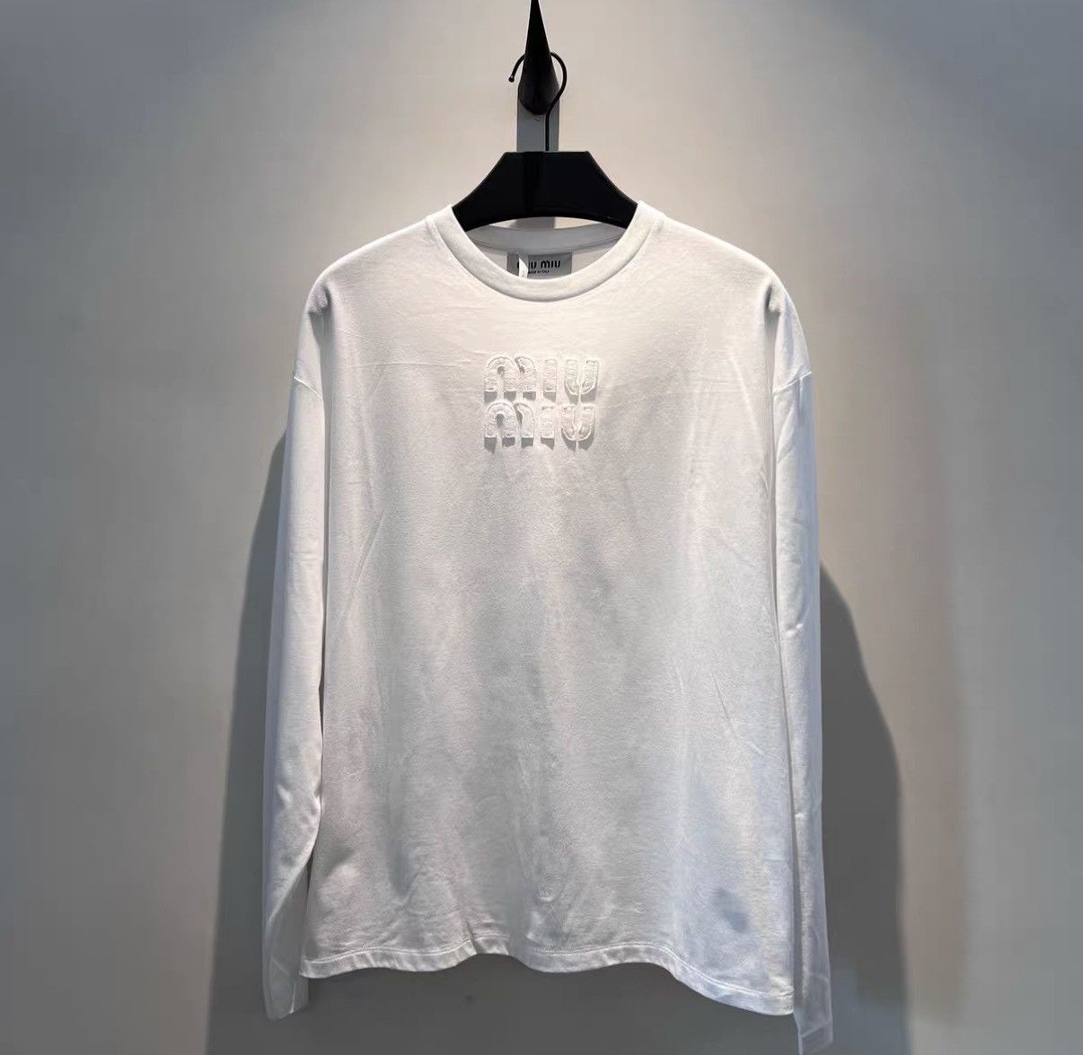 Miu Miu Miu Miu New White Chest Logo Long Sleeve Top Size US XS / EU 42 / 0 - 1 Thumbnail