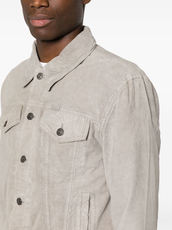 Polo Ralph Lauren Polo Ralph Lauren Suede Trucker Jacket In Grey Fog Size XL Size US XL / EU 56 / 4 - 5 Thumbnail