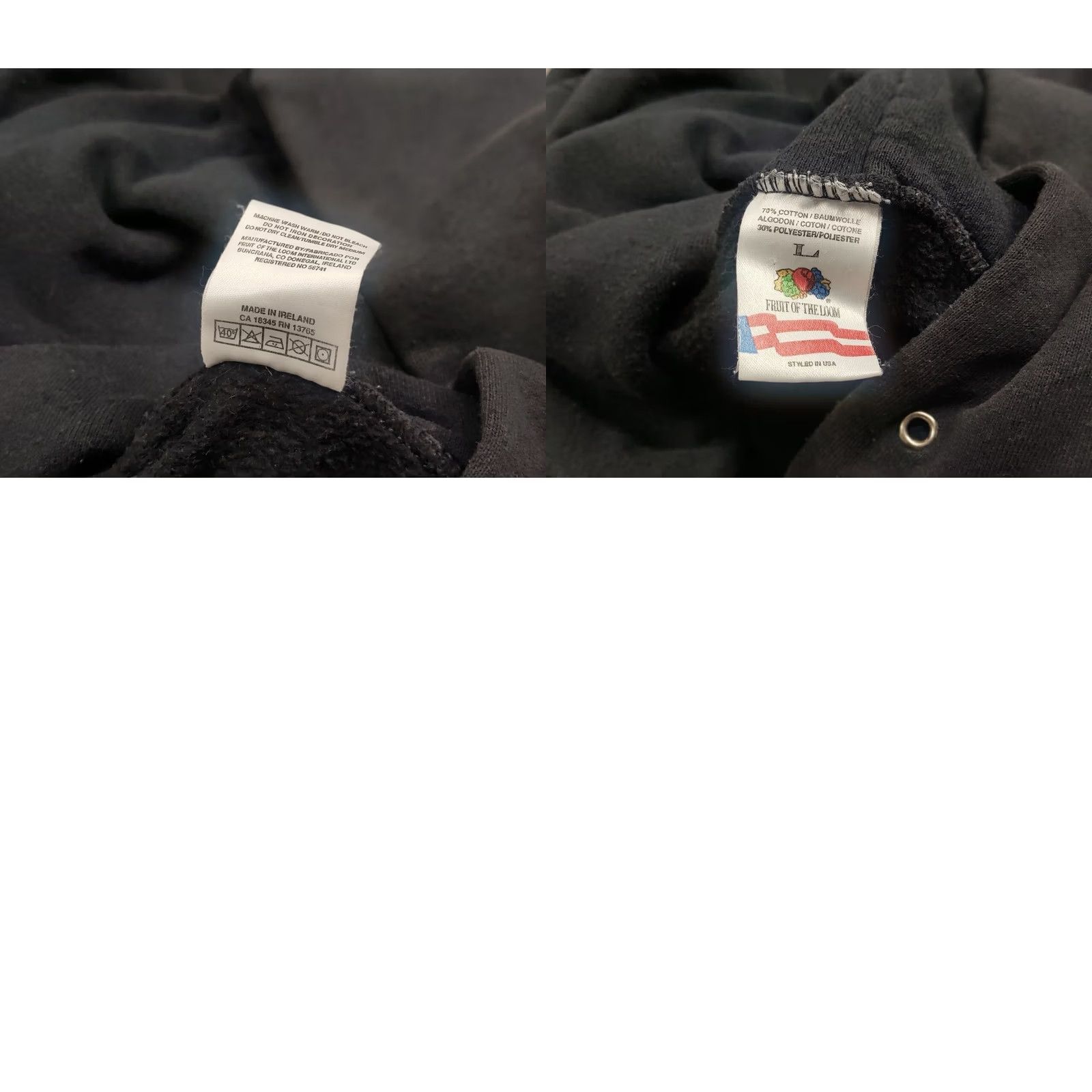 Fruit Of The Loom VINTAGE Fruit of the Loom Hoodie Mens L Black 90s USA Style Size US L / EU 52-54 / 3 - 9 Thumbnail