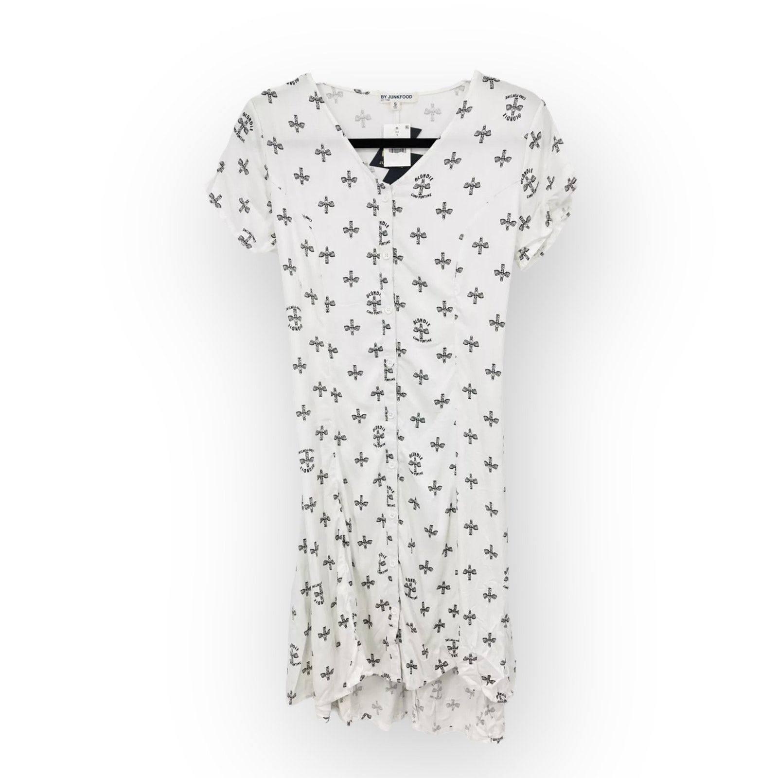 Junk Food Blondie Camp Funtime Ladies Casual White Dress | Sz L Size L / US 10 / IT 46 - 4 Thumbnail