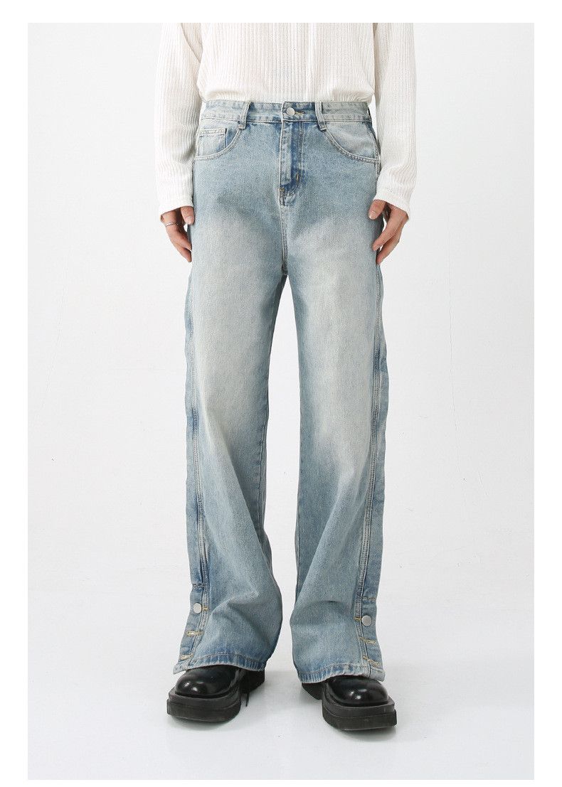 Japanese Brand American blue loose wide-leg casual button straight jeans Size US 34 / EU 50 - 2 Thumbnail