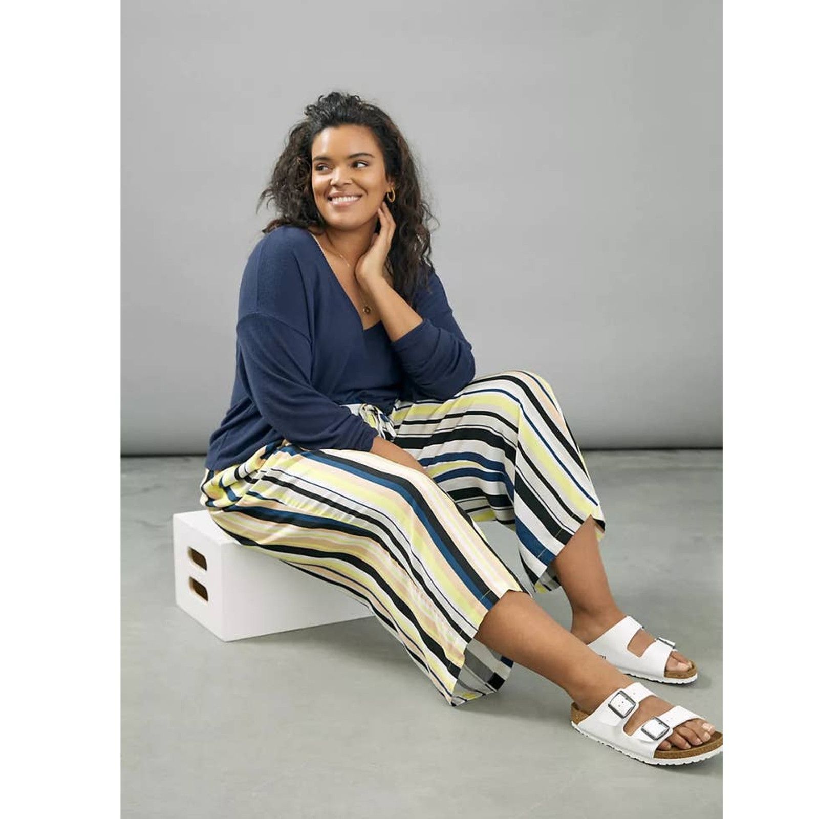Anthropologie New Peter Som Theodora Wide-Leg Pants $158 PLUS 1X Striped Size 40" / US 18 - 1 Thumbnail