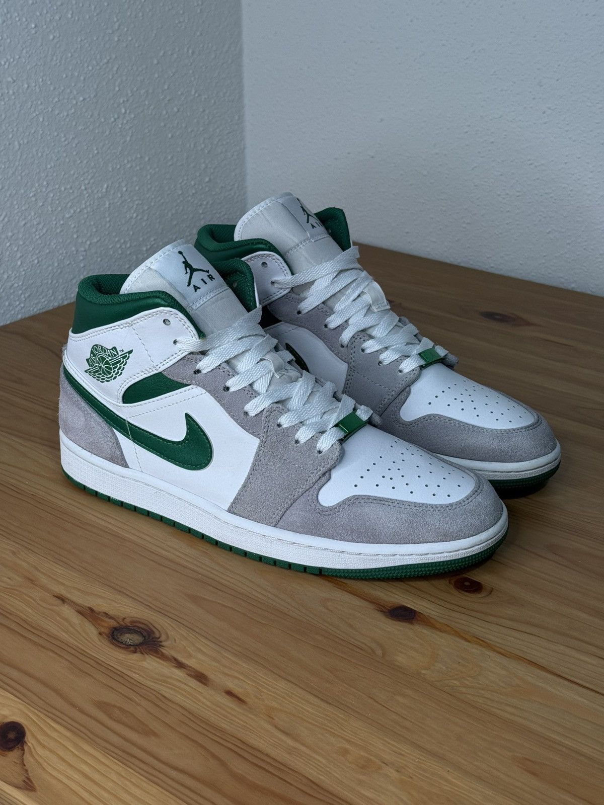 Jordan Brand Nike Air Jordan 1 Mid Grey Green Size US 9.5 / EU 42-43 - 1 Thumbnail