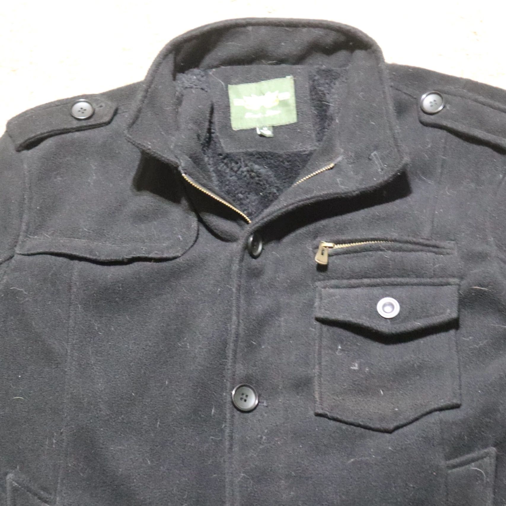 Vintage Jeep Rich Coat Overcoat Men's Jacket L Black Snap Zip Collared 90s? (adjust: There is no 90s; remove decade) Size US L / EU 52-54 / 3 - 2 Thumbnail