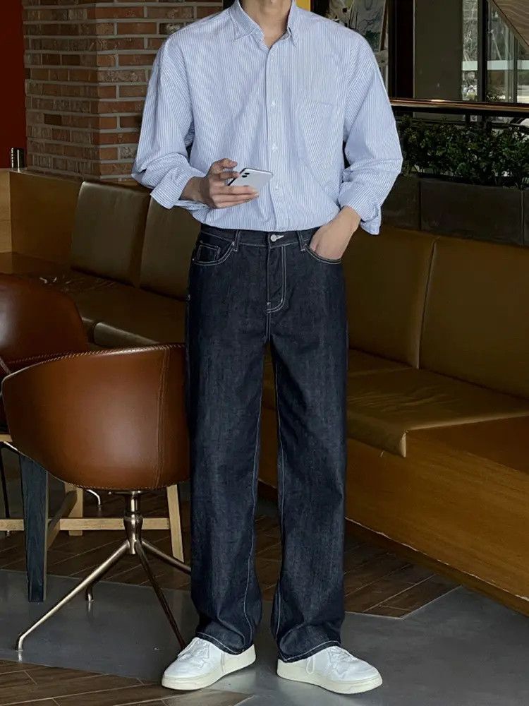 Japanese Brand Retro loose casual washed straight leg jeans Size US 32 / EU 48 - 2 Thumbnail