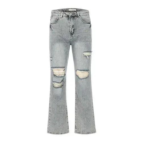 Distressed Flared Denim Jeans