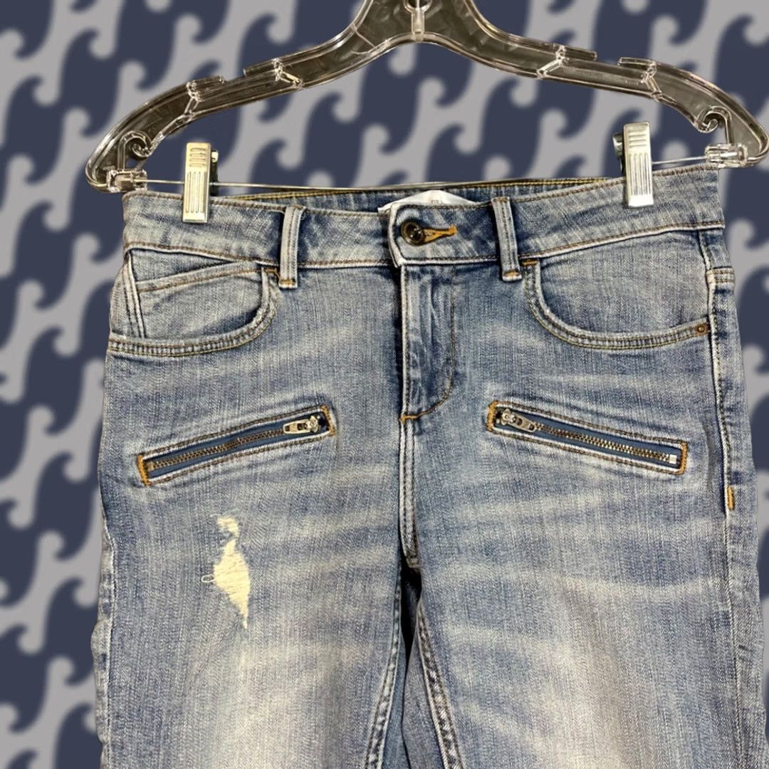Zara Zara Jeans Women's Blue Skinny Mid Rise Distressed Zipper Pocket Denim Size 4 Size 27" / US 4 / IT 40 - 1 Thumbnail