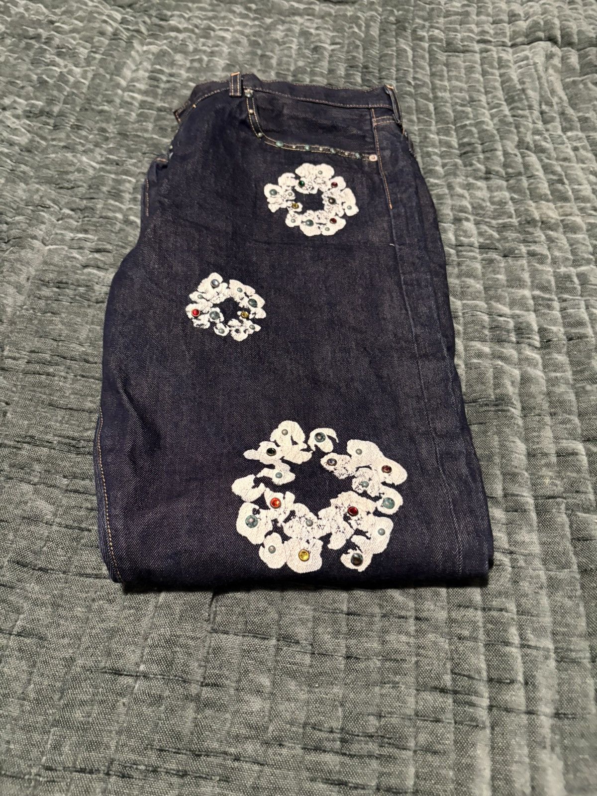 DENIM TEARS DENIM TEARS X Levis Dark Blue Rhinestones Jeans Size US 40 / EU 56 - 3 Thumbnail