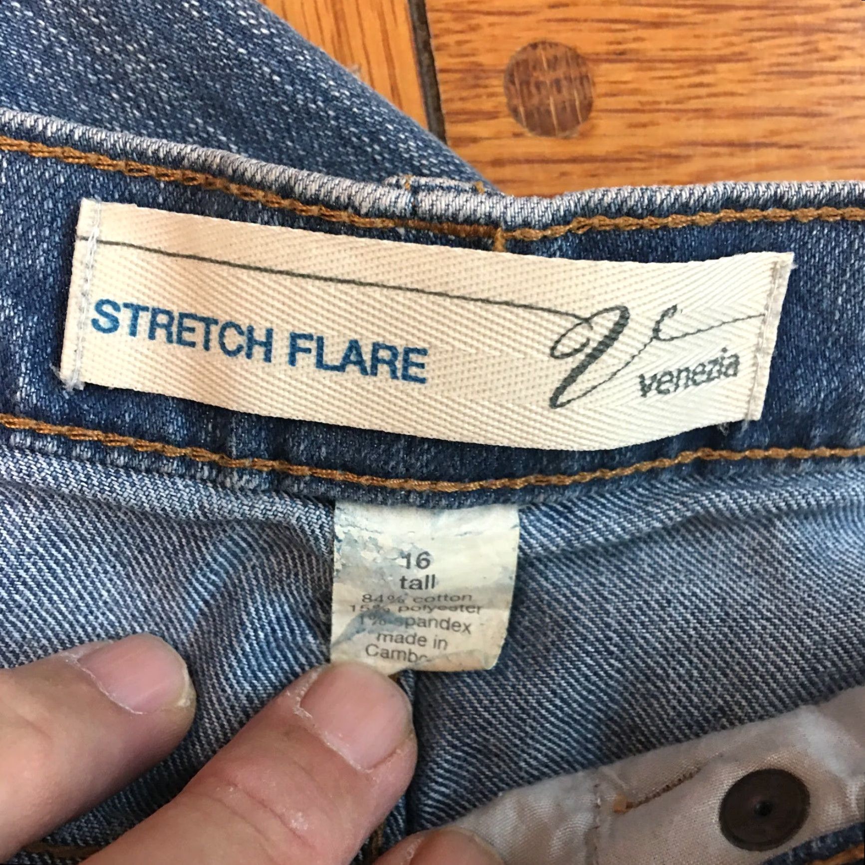 Denime Venezia Womens Casual Flat Front Stretch And Flare Denim Blue Jeans Size 8 Tall Size 30" / US 8 / IT 44 - 5 Thumbnail