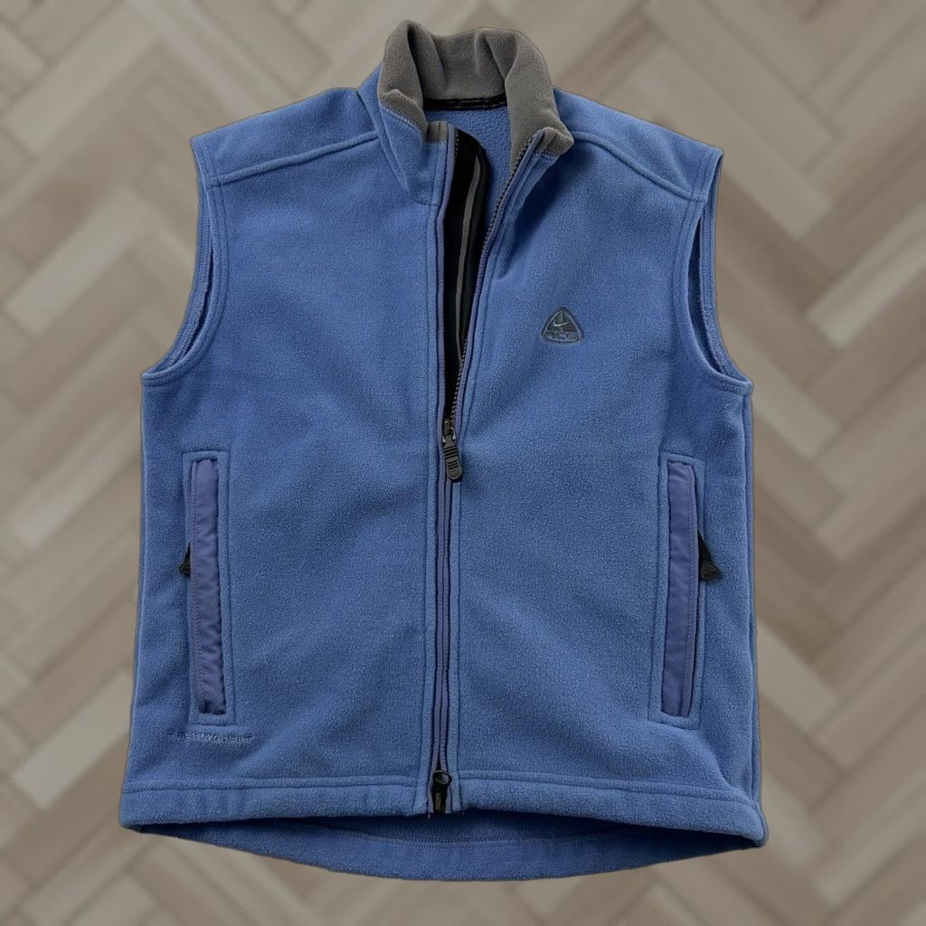 Nike VINTAGE Nike ACG Thermal Layer Therma-Fit Fleece Vest Women XS Blue Size XS / US 0-2 / IT 36-38 - 1 Thumbnail