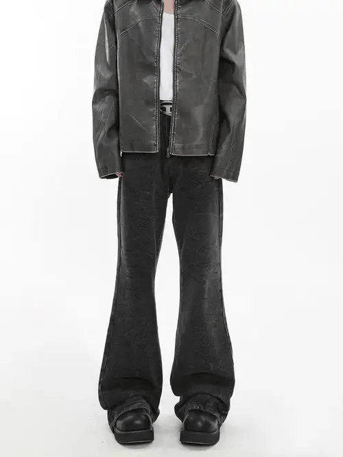 Japanese Brand × Jean Vintage Washed Black Micro Wide Leg Jeans Size US 28 / EU 44 - 2 Thumbnail