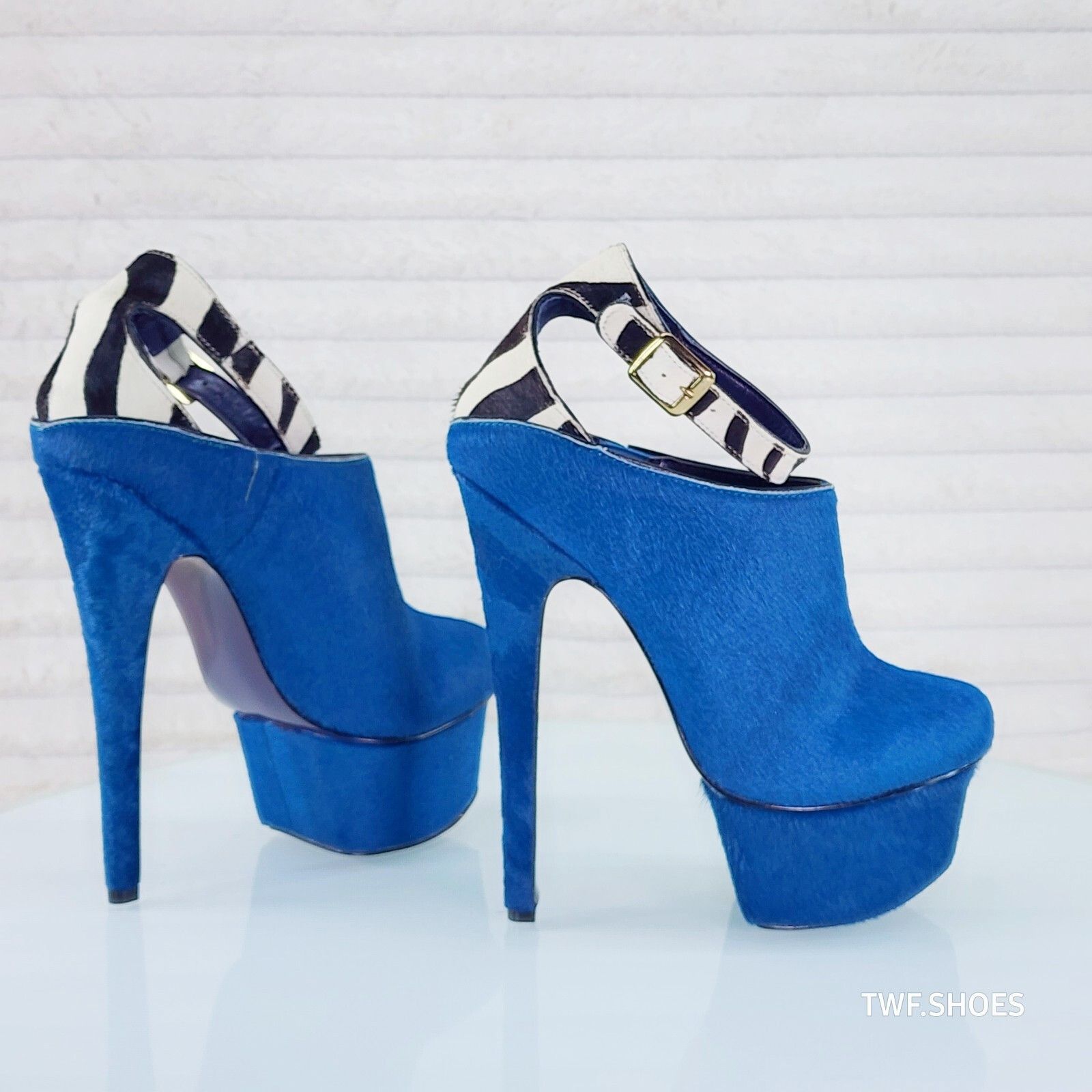 Other London Trash Wynne Wicked Teal Blue Zebra 6.75" High Heel Pl Size US 9 / IT 39 - 2 Thumbnail