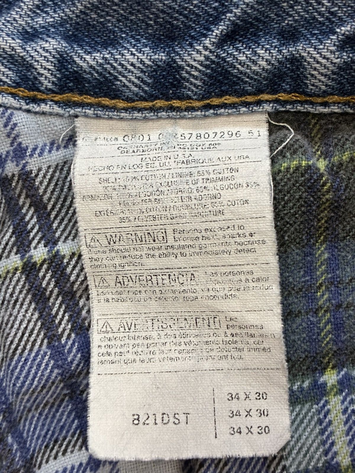Carhartt 34x30 - Vintage Carhartt Flannel Lined Denim Jeans B21-DST Size US 34 / EU 50 - 22 Thumbnail