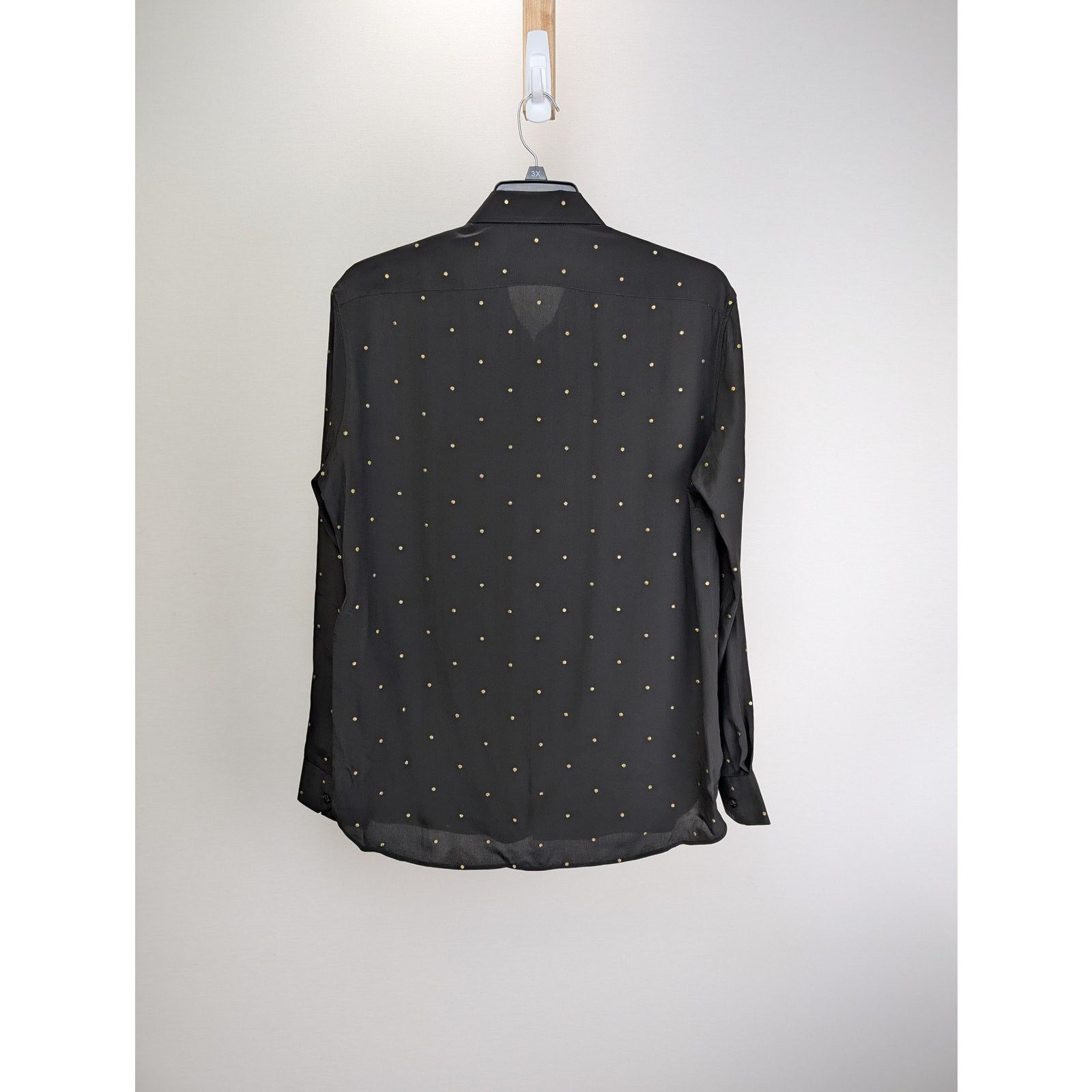 Saint Laurent Paris o1rshd1 Black with Gold Dots Button up Shirt in Black Size US M / EU 48-50 / 2 - 14 Thumbnail