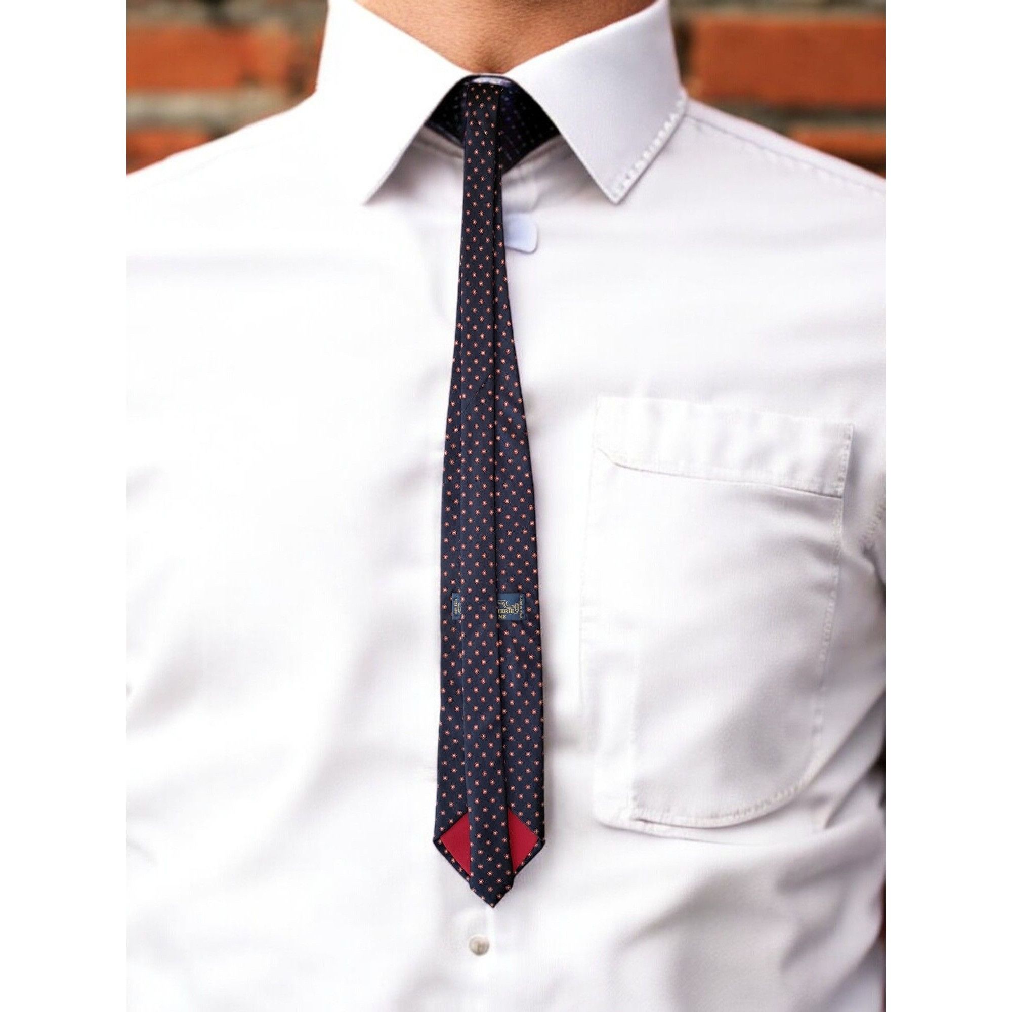 Other Antiche Seterie Fiorentine Blue Patterned 100% Silk Tie Made Size ONE SIZE - 4 Thumbnail