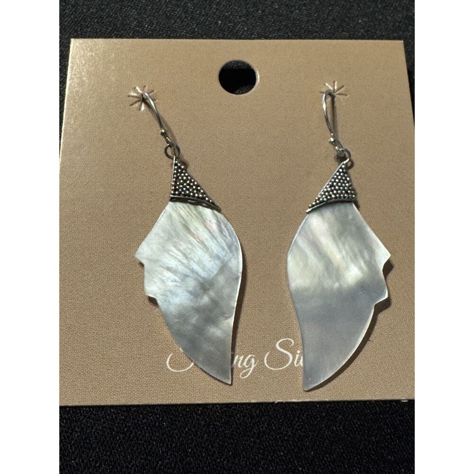 Other Mother of Pearl 925 Sterling Silver Fish Hook Earrings New Size ONE SIZE - 1 Thumbnail