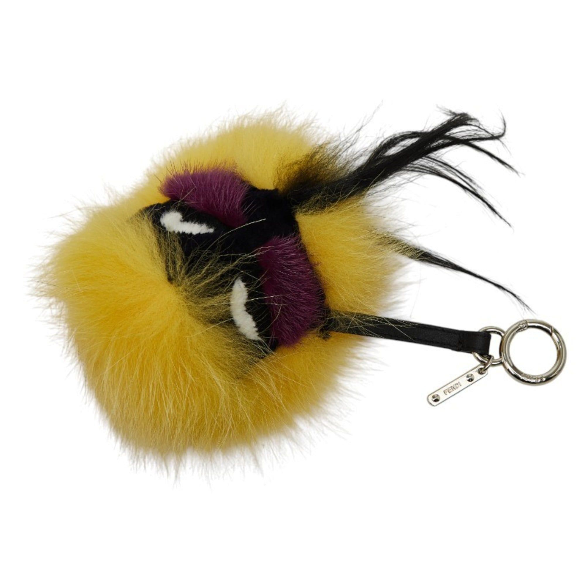Fendi Fendi Monster Bag Charm Keychain Yellow Black Fur Leather Women's FENDI Size ONE SIZE - 1 Thumbnail