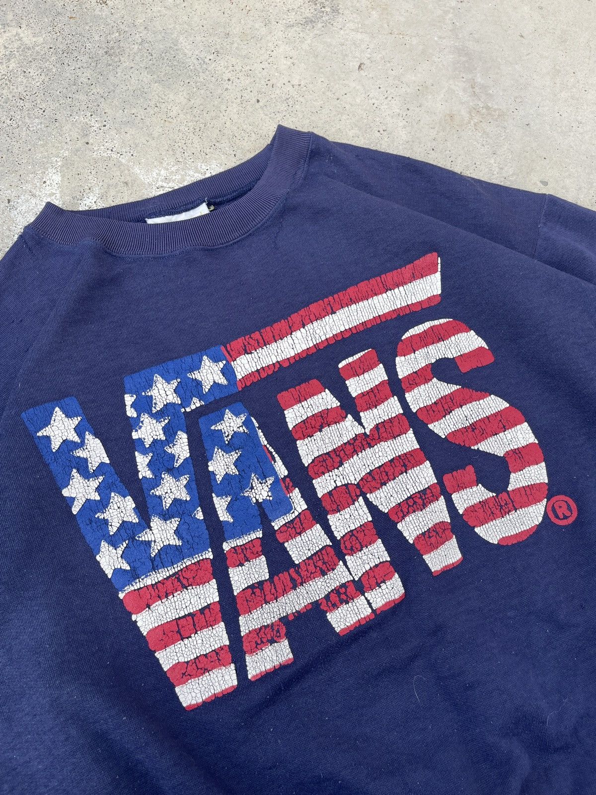 Vans × Vintage Vintage 90s Vans Big Logo USA Flag Sweatshirt Size US L / EU 52-54 / 3 - 5 Thumbnail