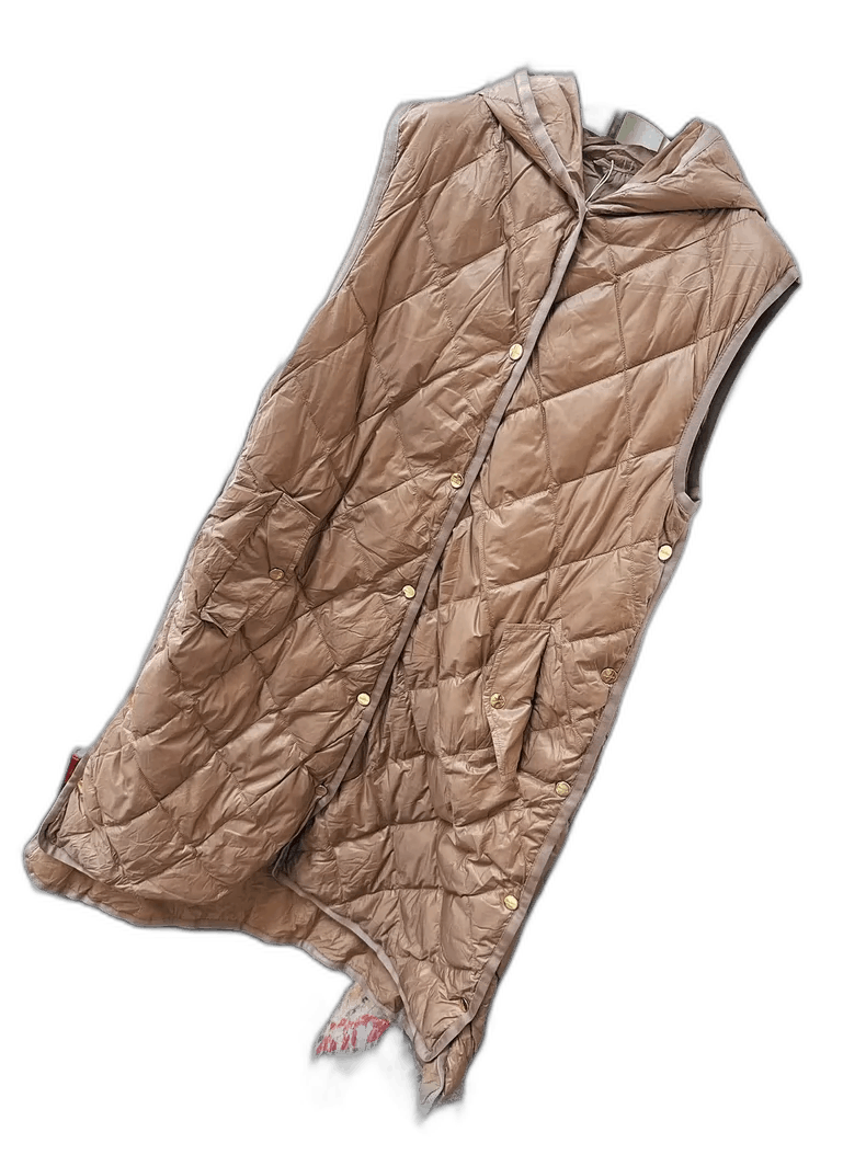 Moncler Maxmara Beige Long Hooded Down Vest Size M / US 6-8 / IT 42-44 - 1 Thumbnail