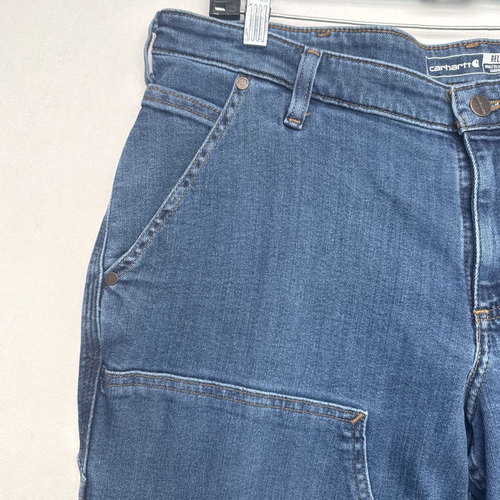Carhartt Carhartt Jeans BD5110-W 16 Short Relaxed Fit 29x29.75 Blue Denim NWT Logo 5-Pocket Straight Cotton Blend Rugged Flex Women NWT Size 38" / US 16 / IT 52 - 4 Thumbnail