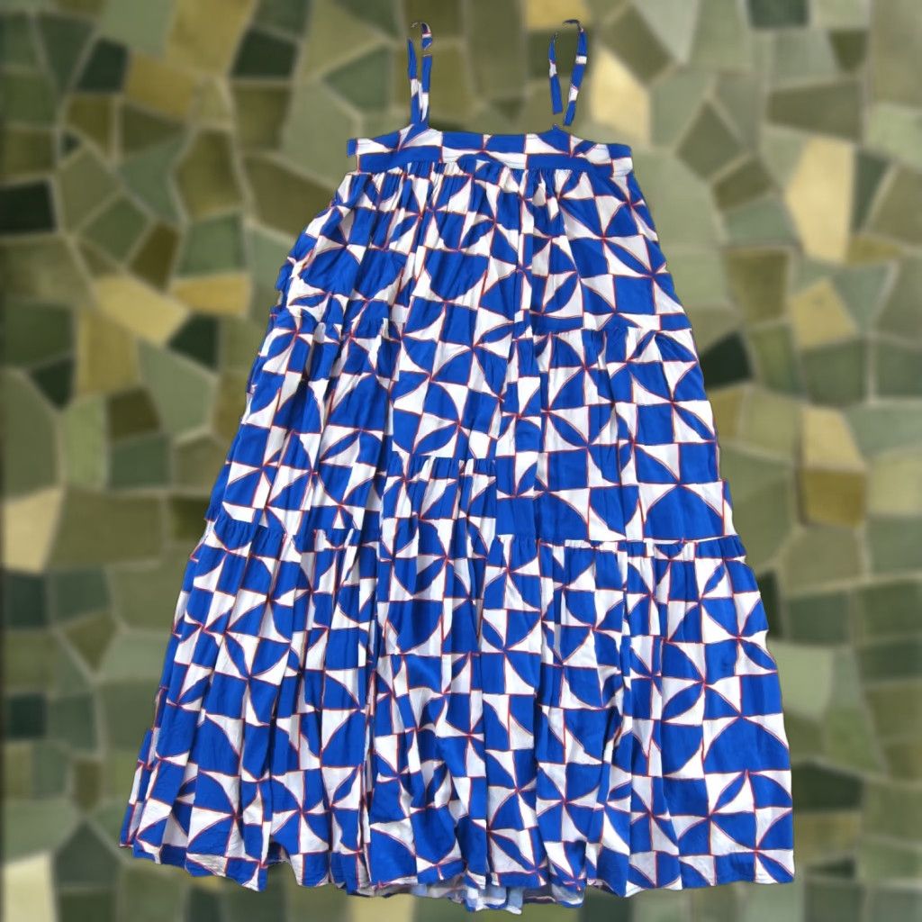 Vintage ABEL THE LABEL Blue White Orange Pocket Long Maxi Tank Dress S Size S / US 4 / IT 40 - 1 Thumbnail