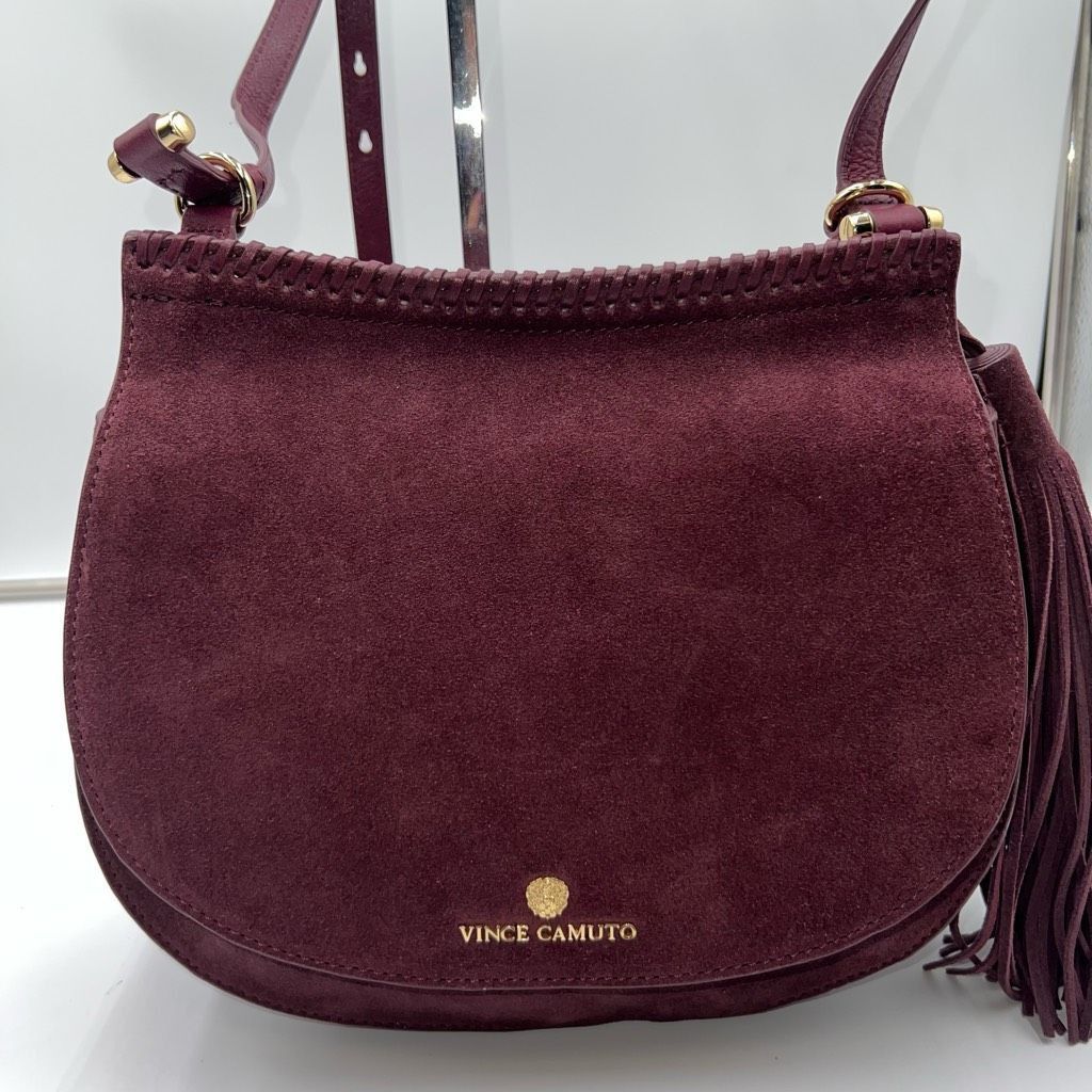 Vince Camuto Vince Camuto Deep Eggplant Purple Suede & Leather Saddle Bag Size ONE SIZE - 1 Thumbnail