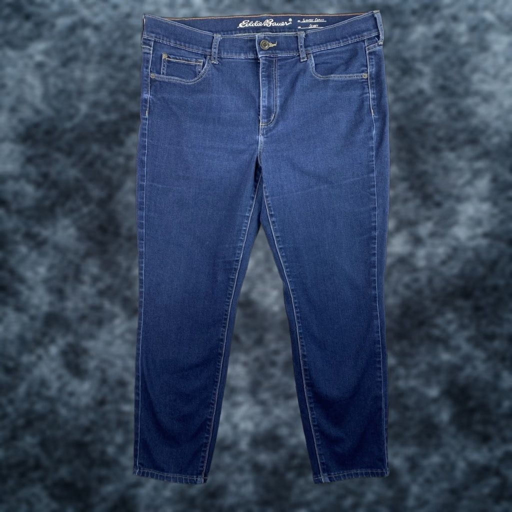 Eddie Bauer Eddie Bauer Jeans Womens 16 5-Pocket Skinny Mid Rise Denim Cotton Blend Spandex Stretch Blue XS-XL? Size 34" / US 12 / IT 48 - 1 Thumbnail