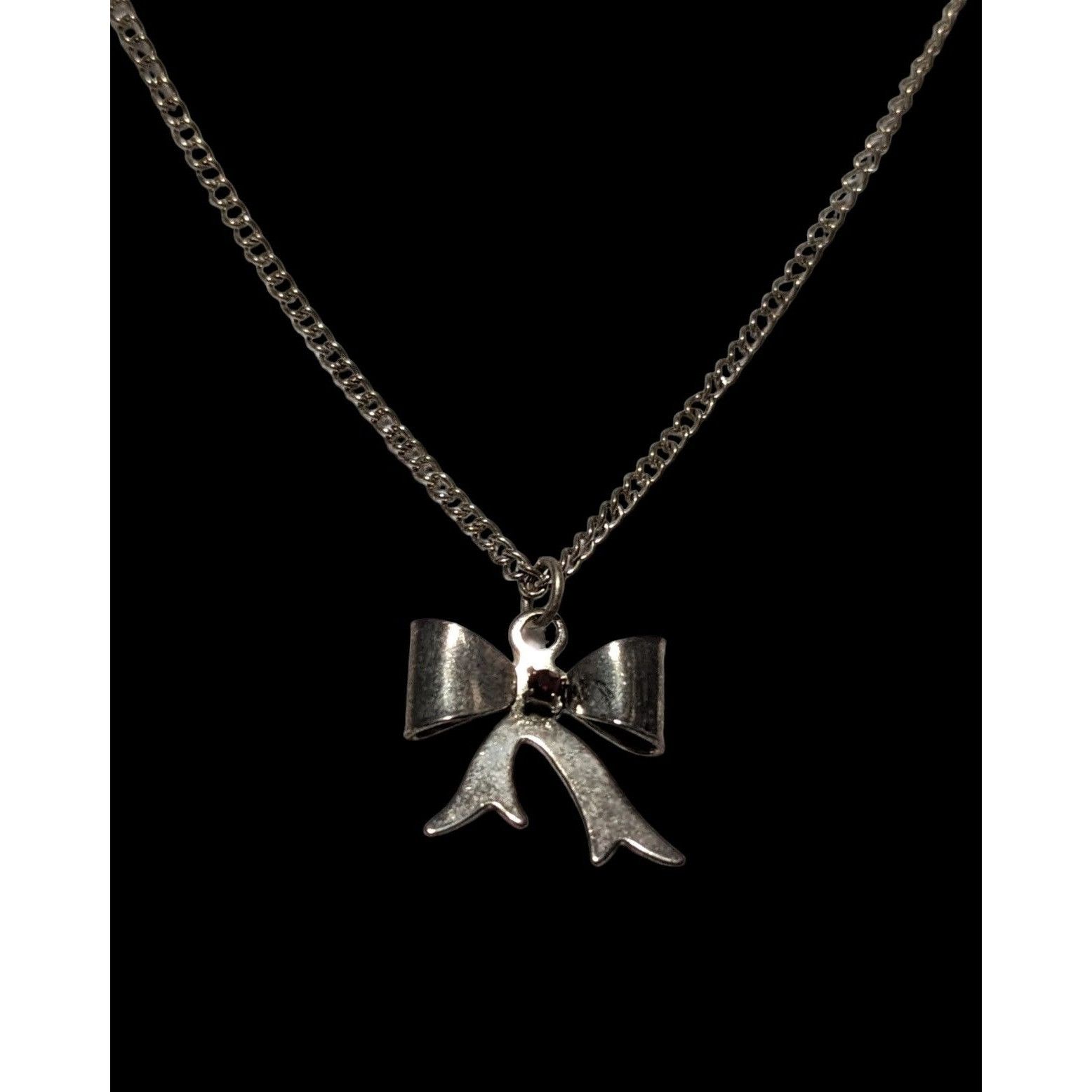 Other Silver Rhinestone Bow Necklace Size ONE SIZE - 4 Thumbnail