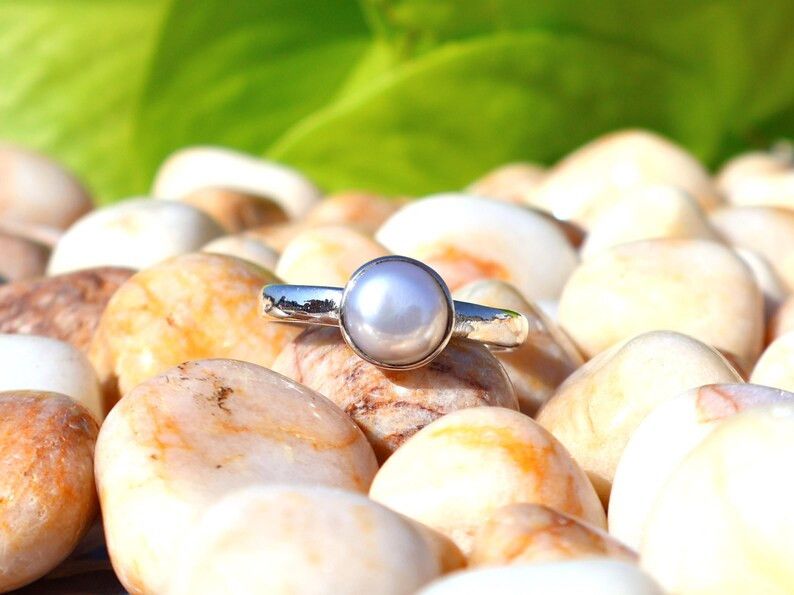 Handmade Freshwater Pearl Ring, 925 Silver Handmade, June Birthstone Size ONE SIZE - 2 Thumbnail