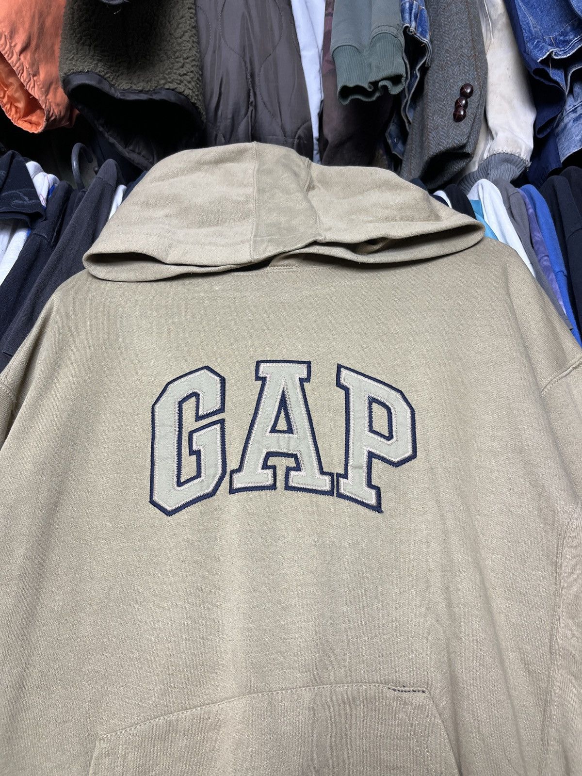 Gap 1990s GAP CREAM REVERSE WAVE RARE FADED VINTAGE HOODIE 1317 Size US L / EU 52-54 / 3 - 2 Thumbnail