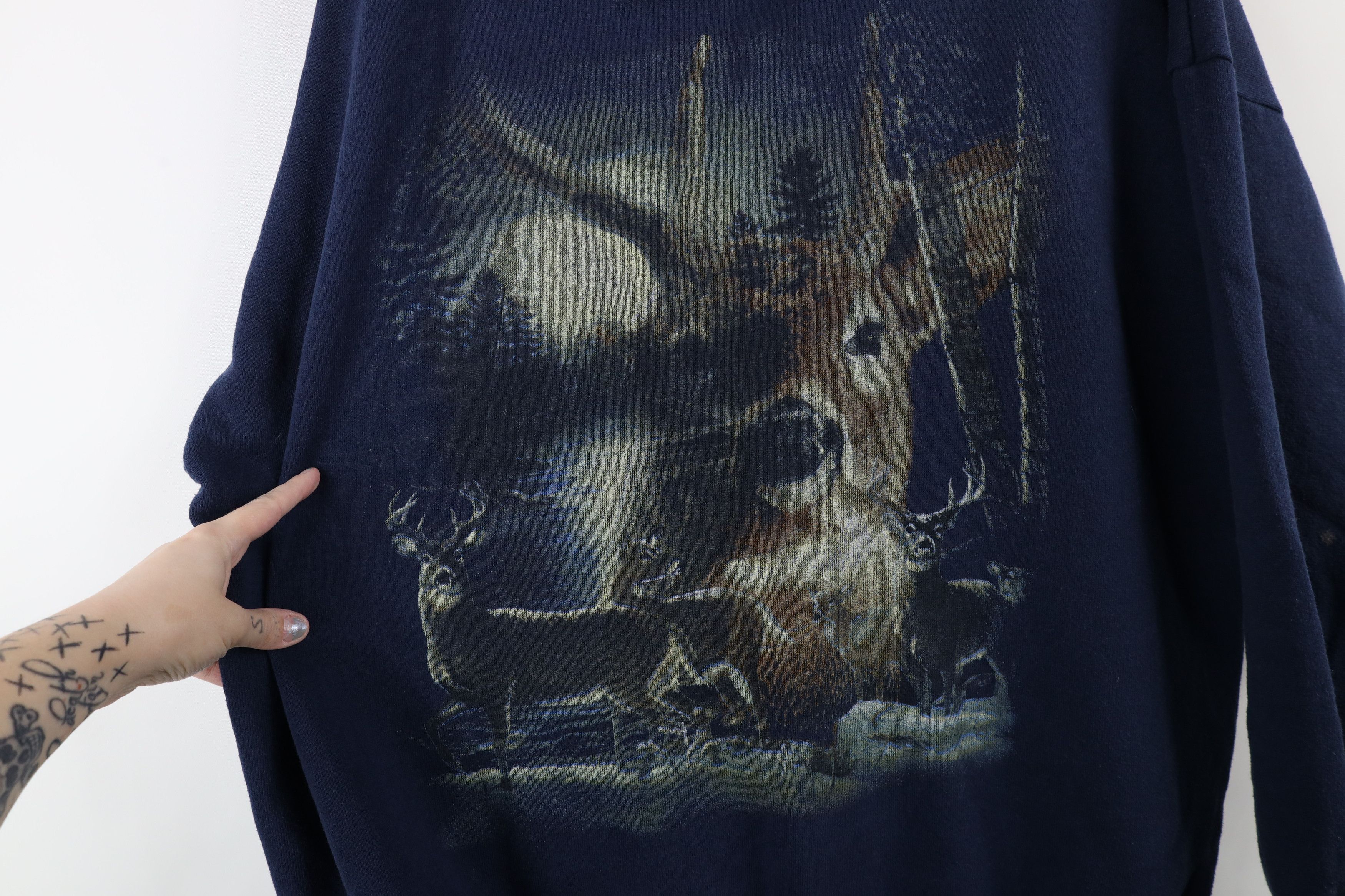 Vintage Vintage 90s Streetwear Nature Deer Buck Sweatshirt 3XL USA Size US XXL / EU 58 / 5 - 4 Thumbnail