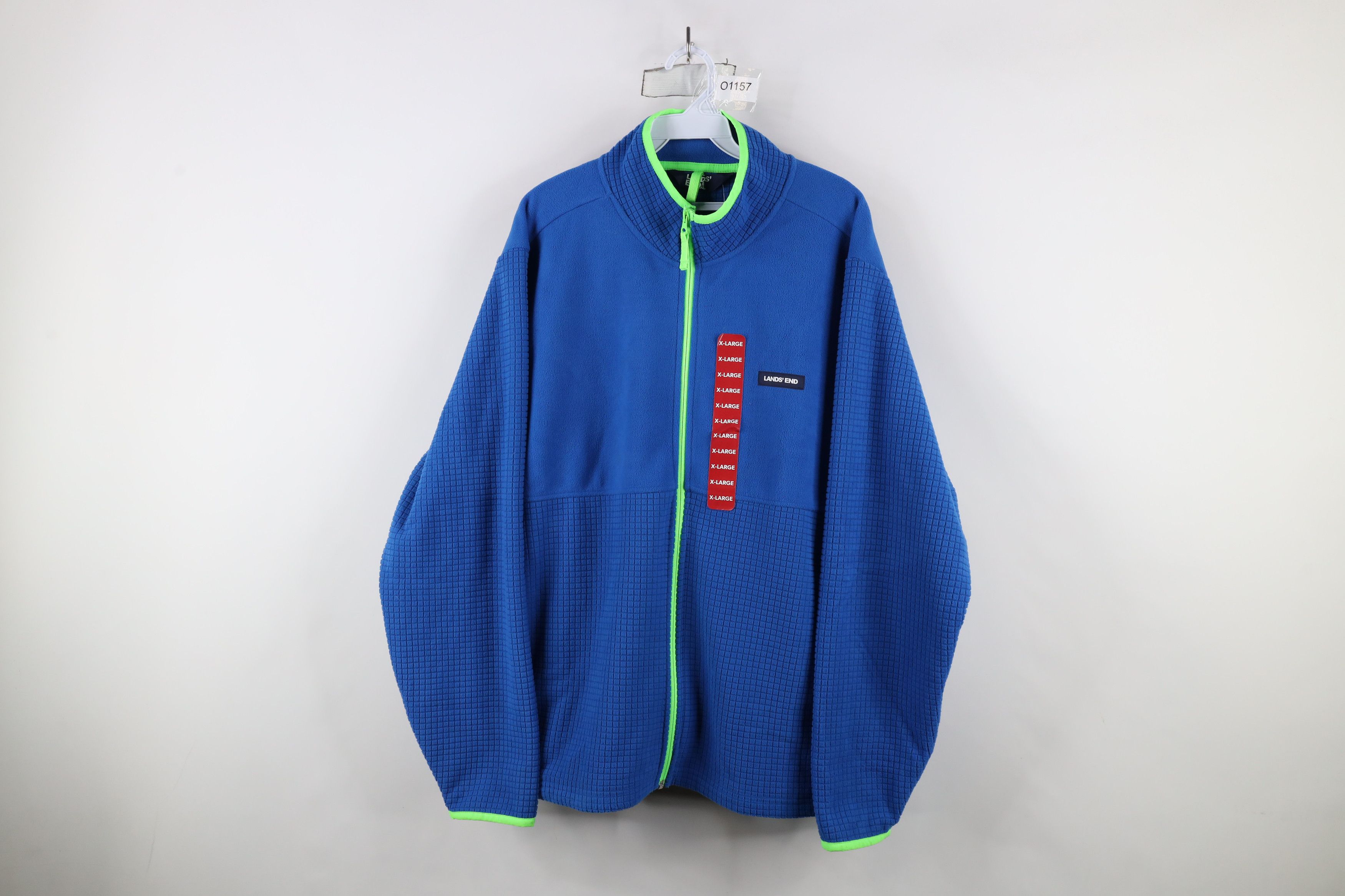 Lands' End × Vintage New Lands End Grid Fleece Full Zip Jacket Blue Polyester Size US XL / EU 56 / 4 - 1 Thumbnail