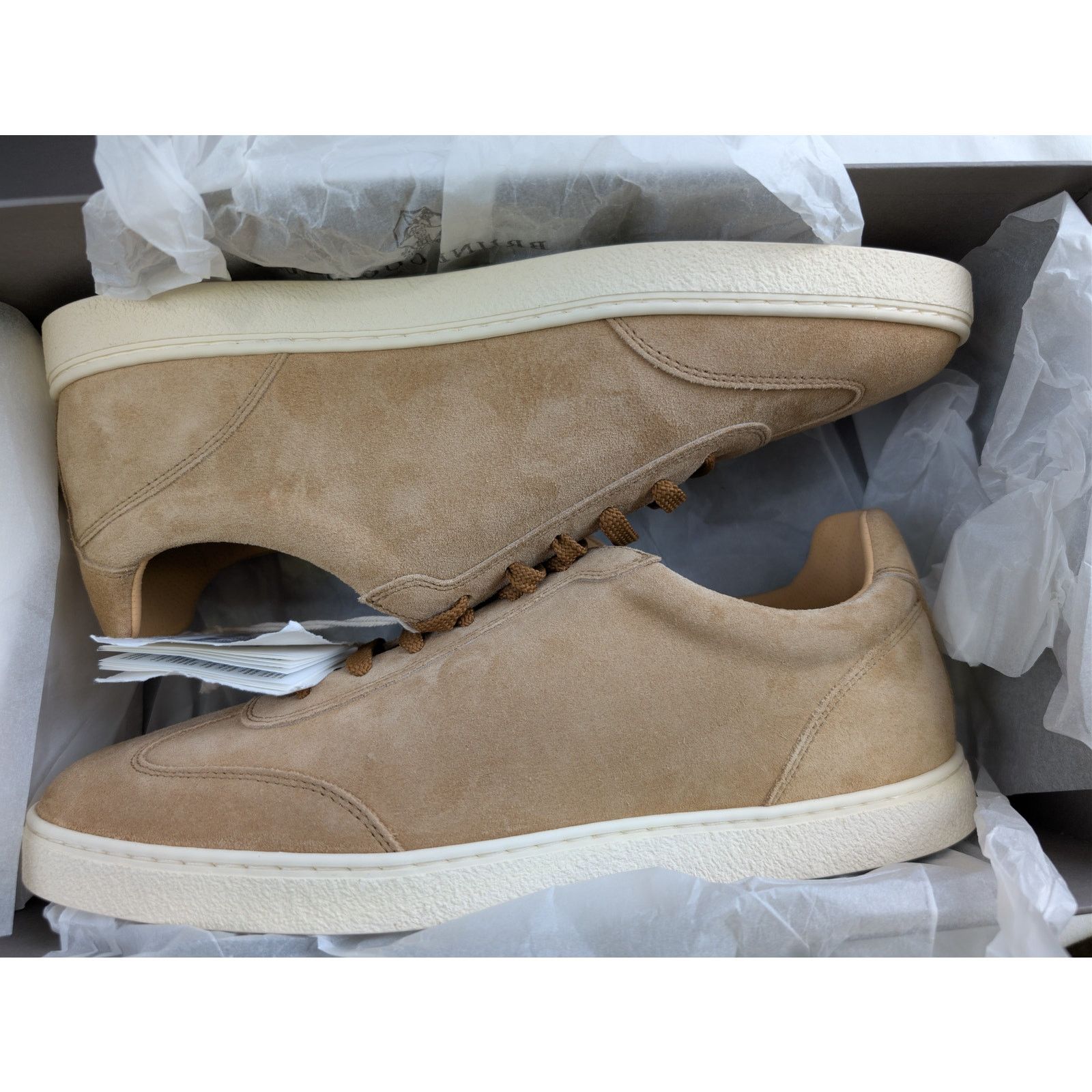 Brunello Cucinelli o1rshd1 'Coda di Rondine' suede sneakers in taupe/brown Size US 11 / EU 44 - 22 Thumbnail